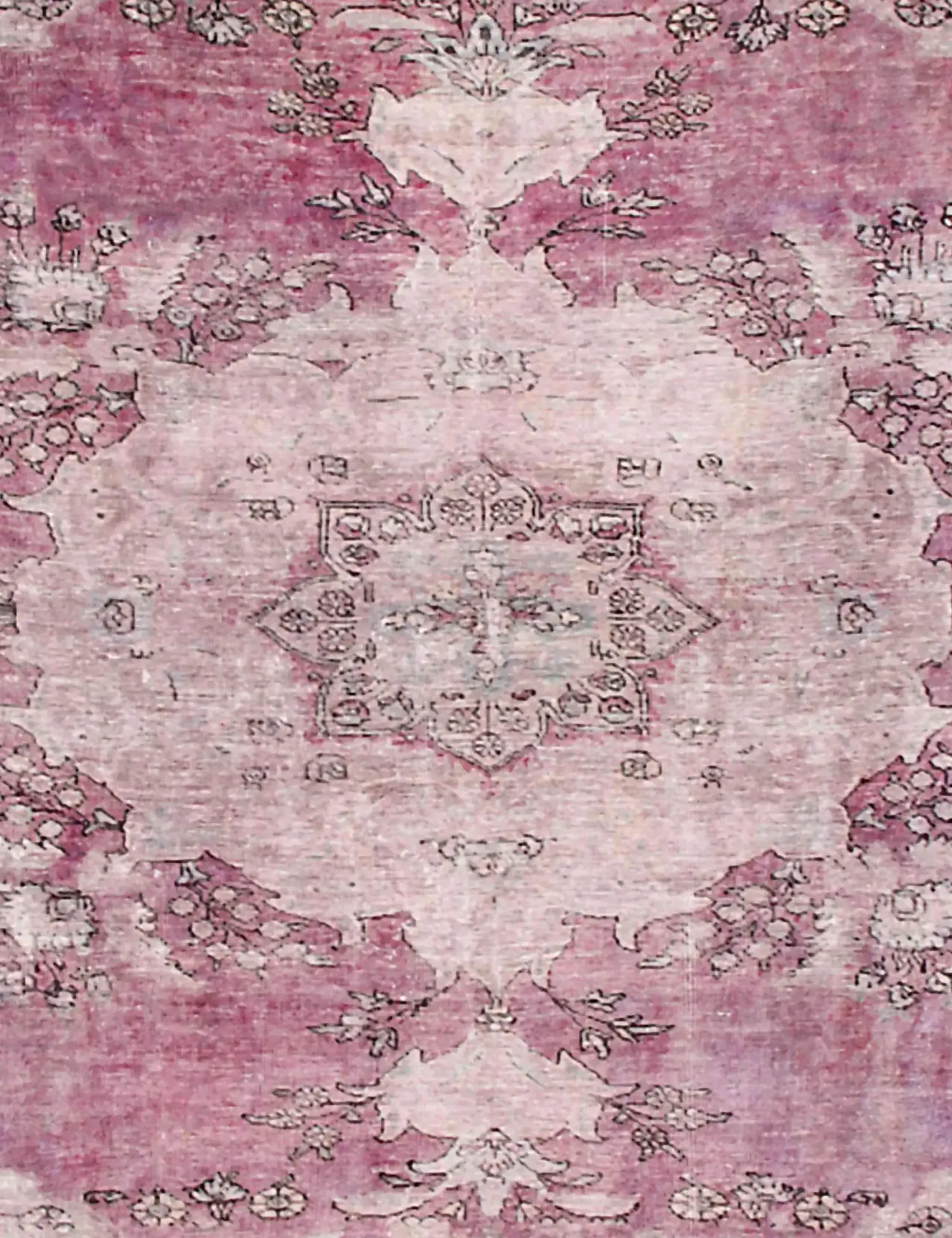 Lila Persien Vintage Teppich 222 x 222 cm - Einzigartiger handgefertigter Teppich
