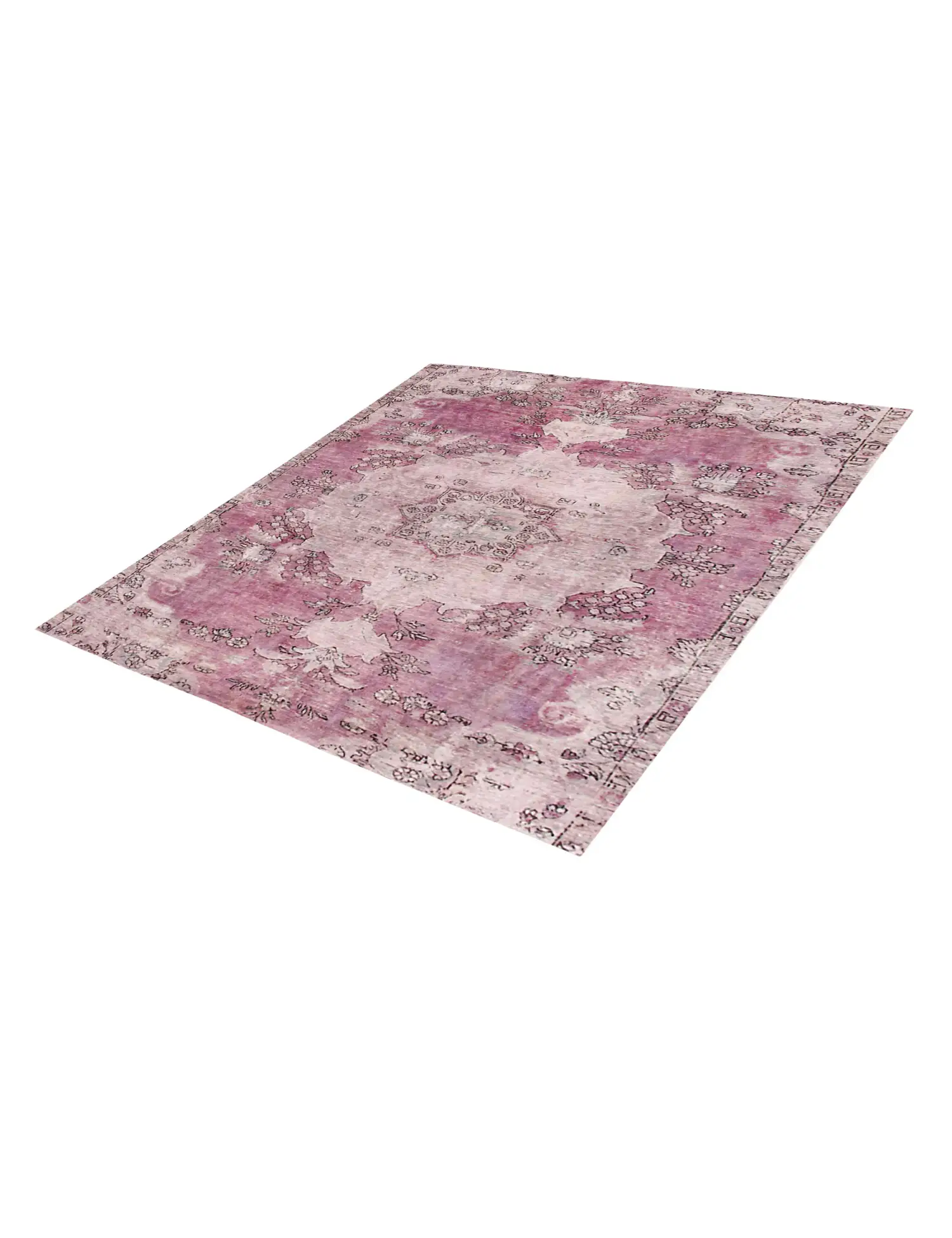 Lila Persien Vintage Teppich 222 x 222 cm - Einzigartiger handgefertigter Teppich