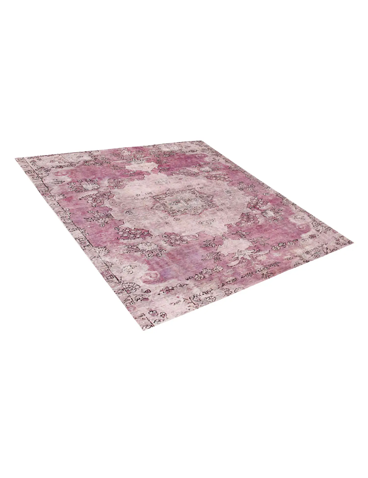 Lila Persien Vintage Teppich 222 x 222 cm - Einzigartiger handgefertigter Teppich