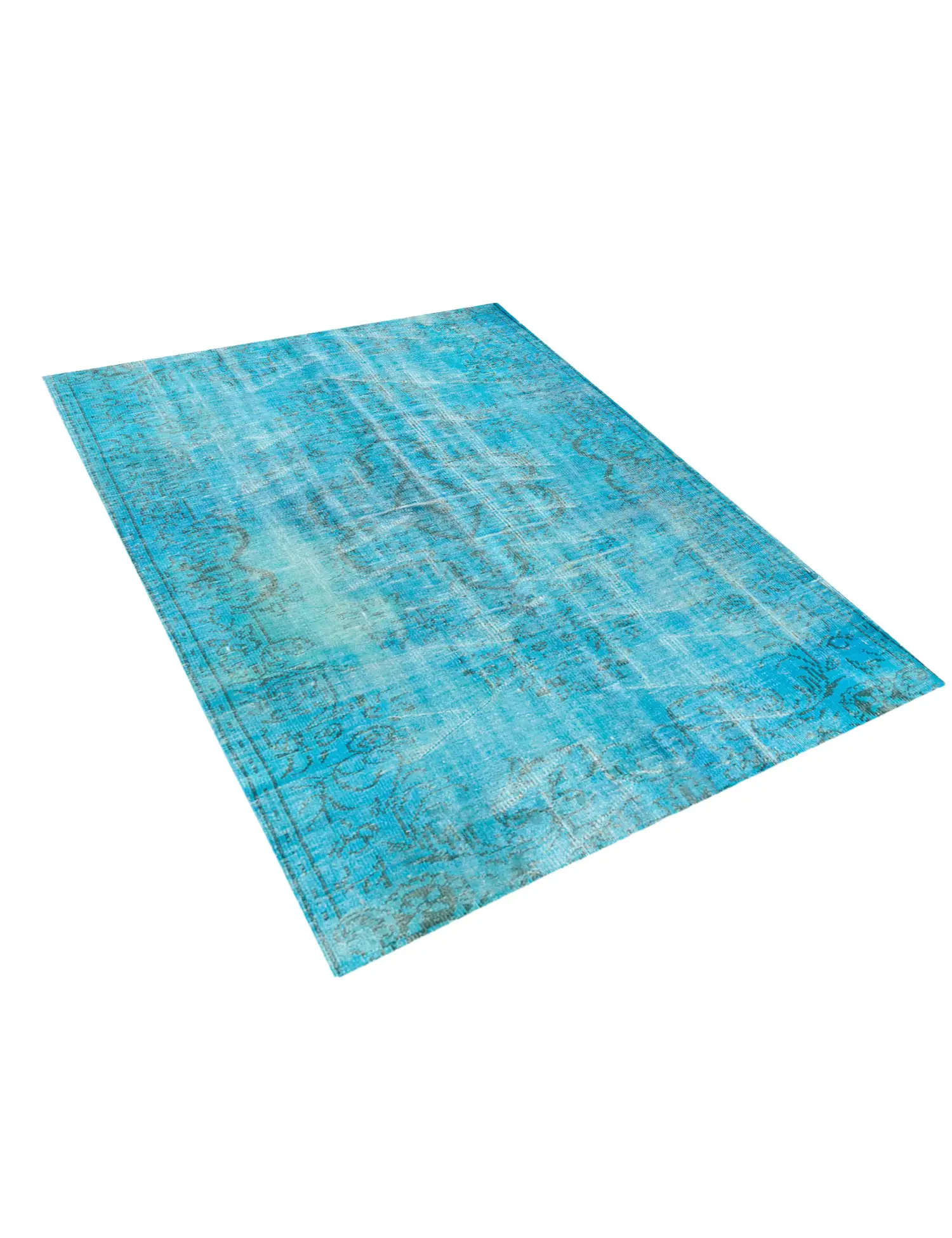 Türkis Türkei Vintage Teppich 220 x 159 cm - Einzigartiger handgefertigter Teppich