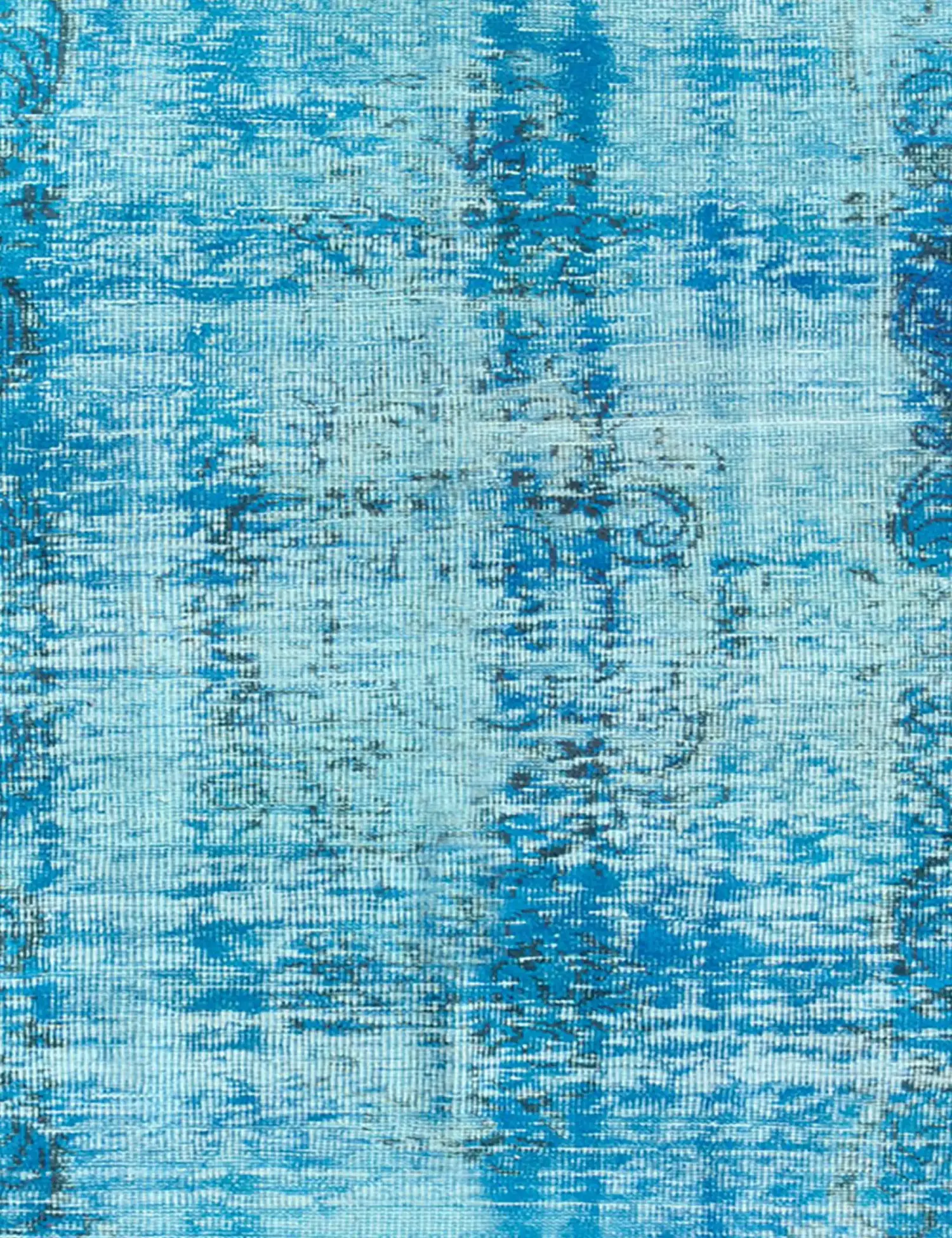 Blau Türkei Vintage Teppich 142 x 142 cm - Einzigartiger handgefertigter Teppich