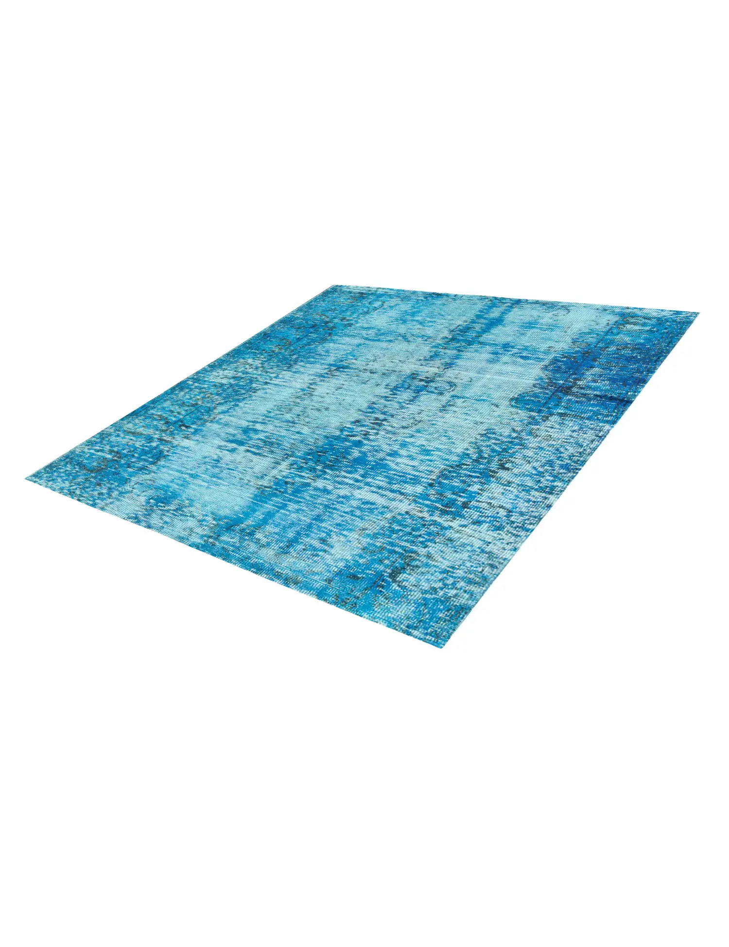 Blau Türkei Vintage Teppich 142 x 142 cm - Einzigartiger handgefertigter Teppich