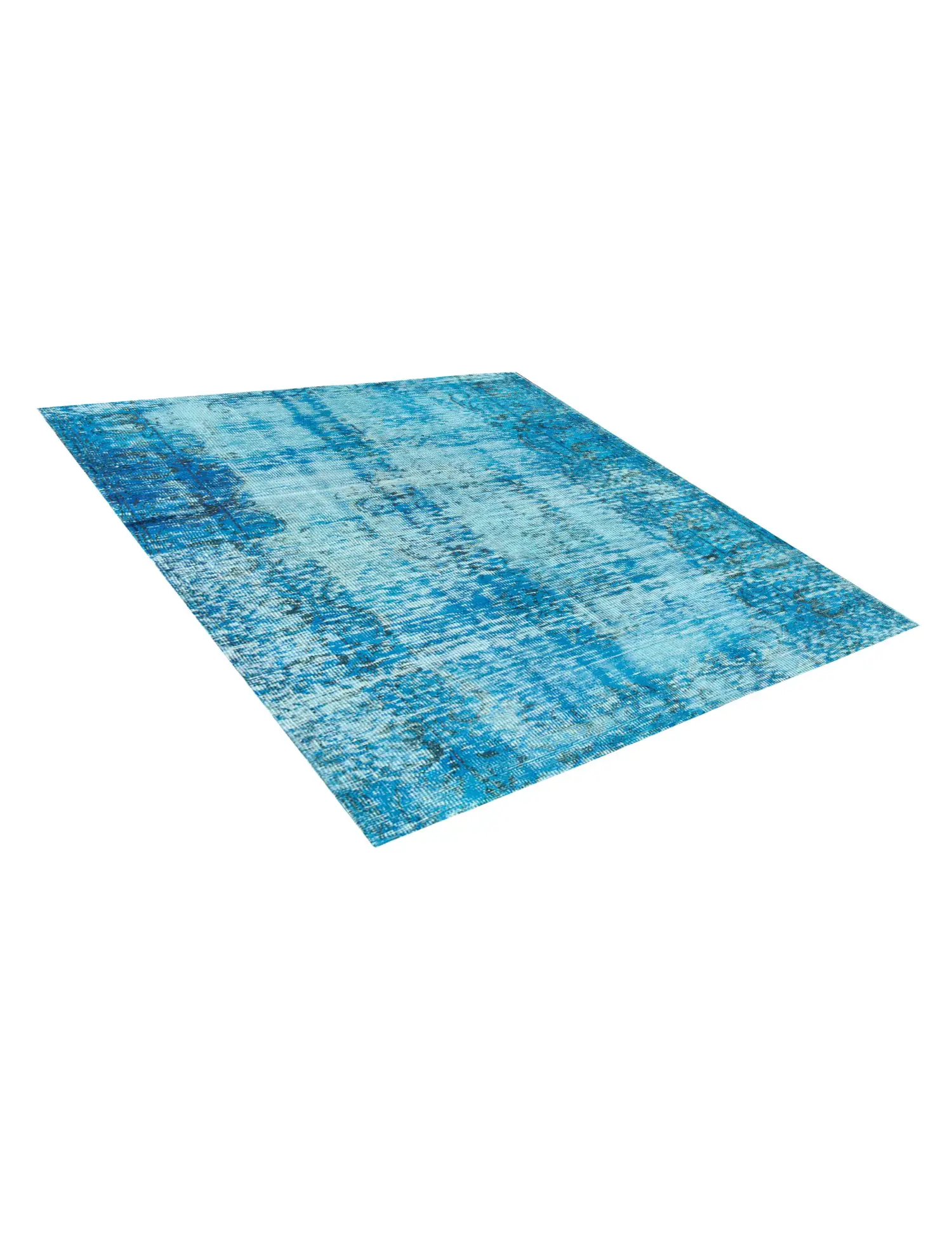 Blau Türkei Vintage Teppich 142 x 142 cm - Einzigartiger handgefertigter Teppich