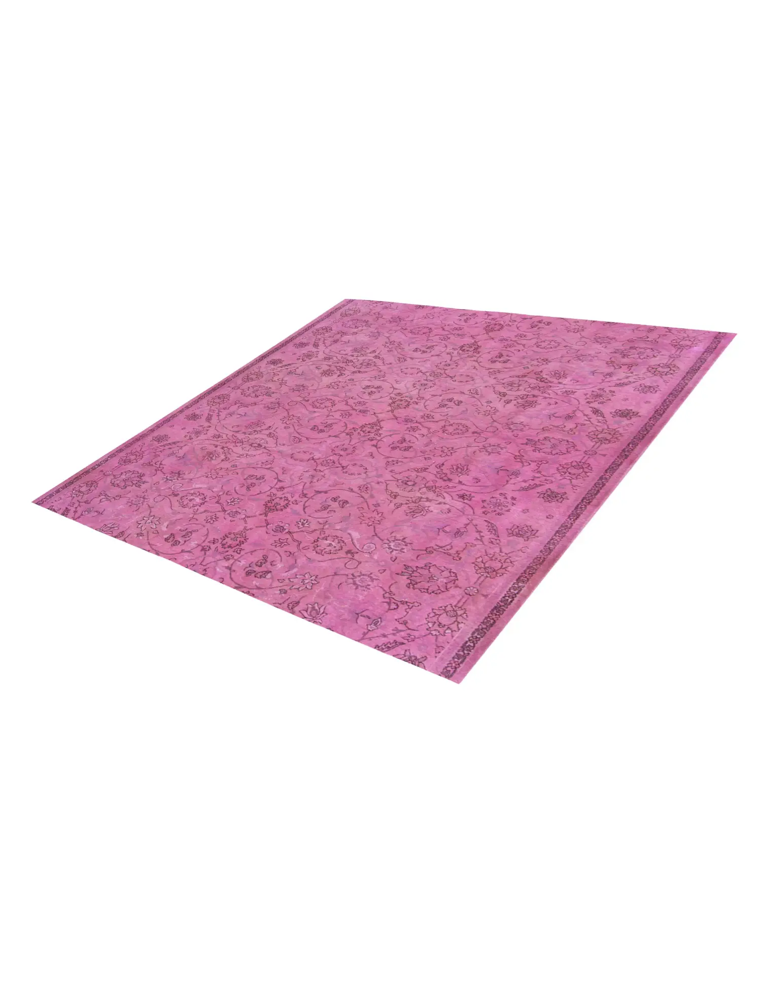 Lila Türkei Vintage Teppich 151 x 151 cm - Einzigartiger handgefertigter Teppich