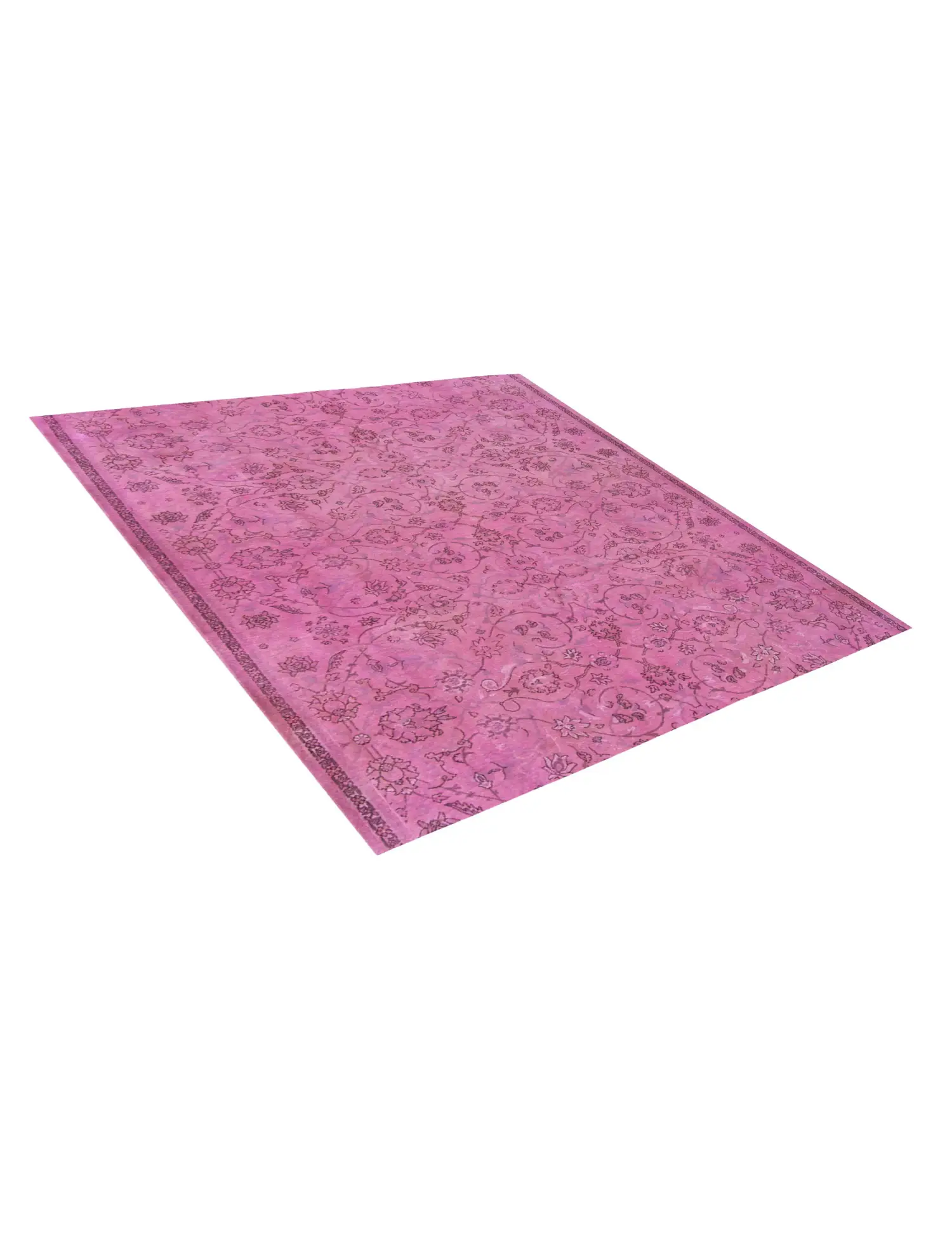 Lila Türkei Vintage Teppich 151 x 151 cm - Einzigartiger handgefertigter Teppich