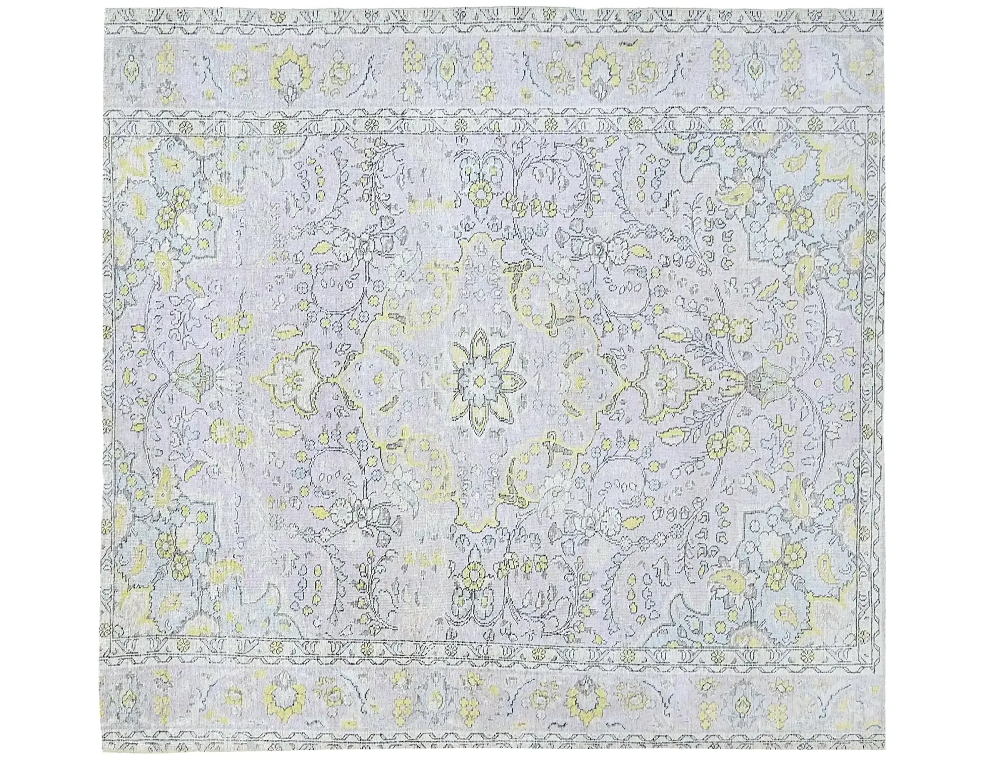 Grau Persien Persischer Vintage Teppich 200 x 200 cm - Einzigartiger handgefertigter Teppich