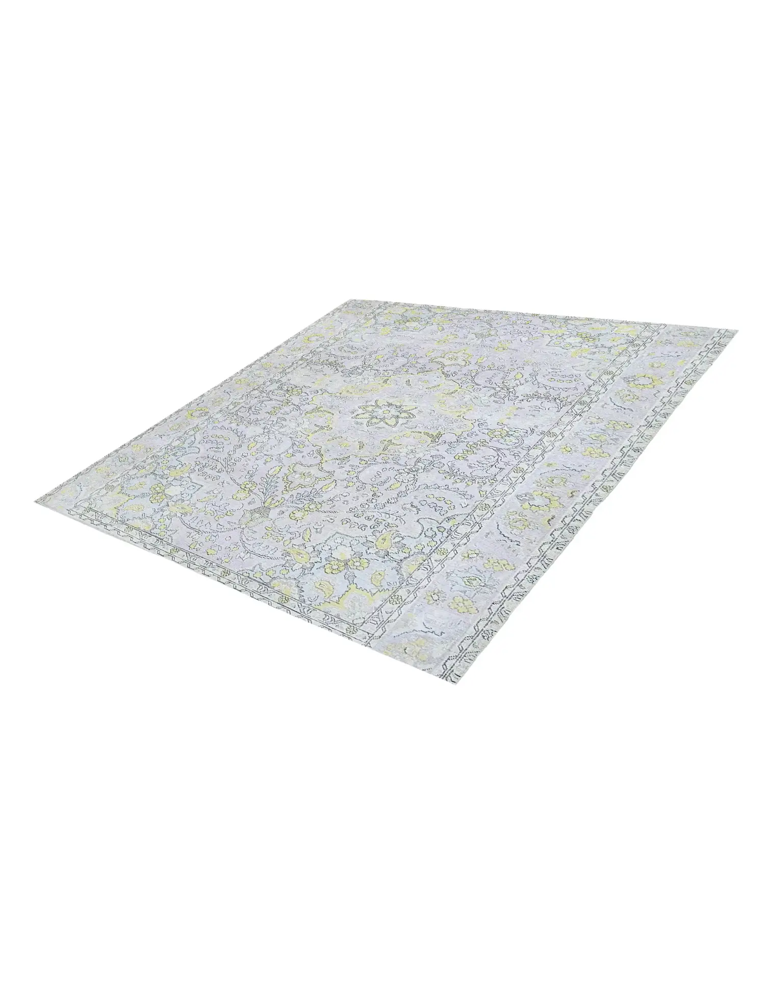 Grau Persien Persischer Vintage Teppich 200 x 200 cm - Einzigartiger handgefertigter Teppich