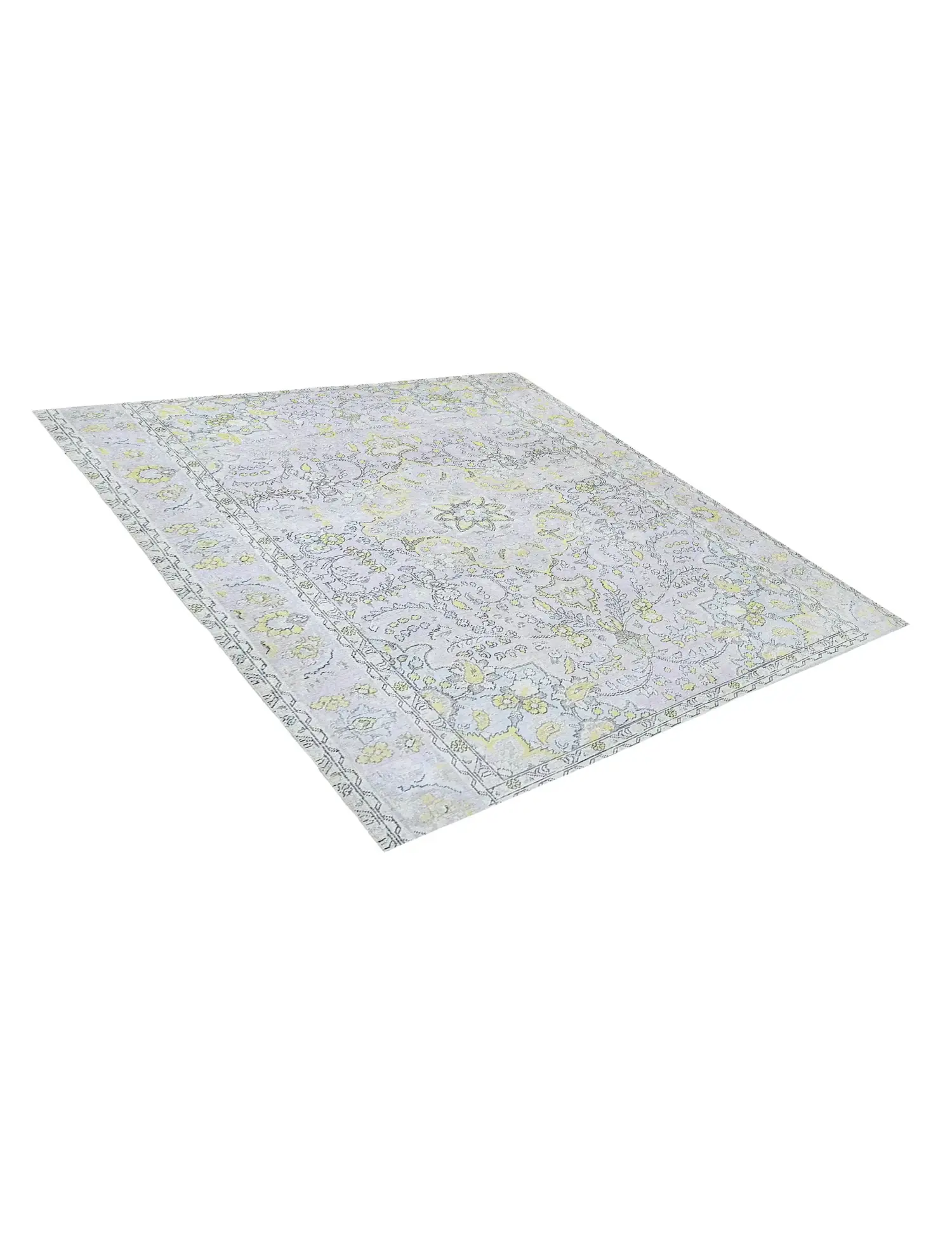 Grau Persien Persischer Vintage Teppich 200 x 200 cm - Einzigartiger handgefertigter Teppich