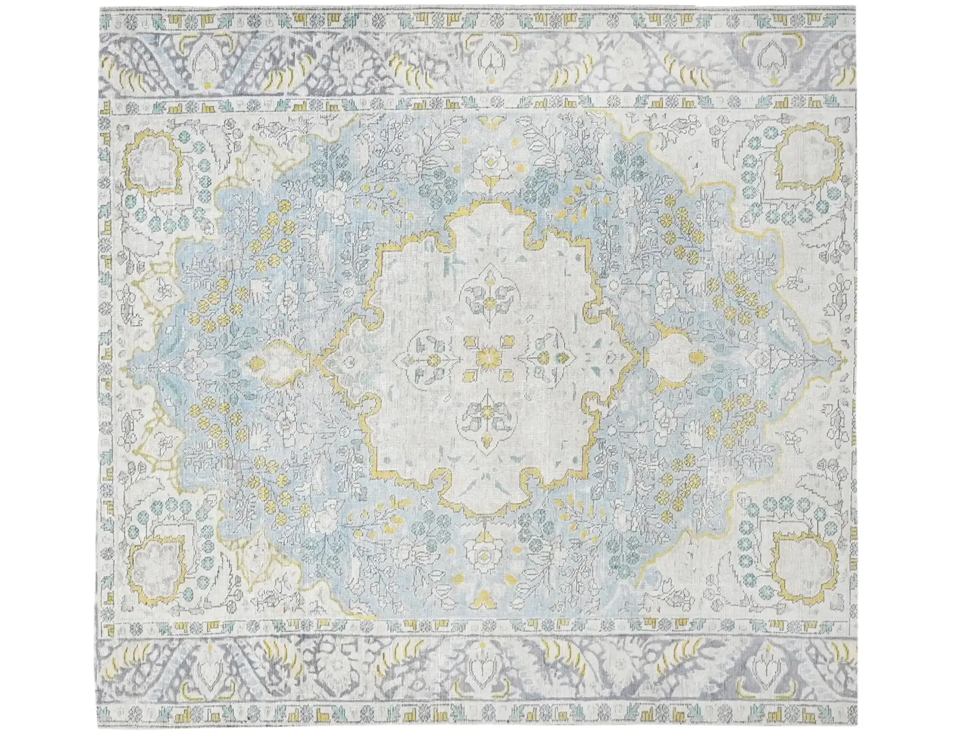 Blau Persien Persischer Vintage Teppich 194 x 194 cm - Einzigartiger handgefertigter Teppich
