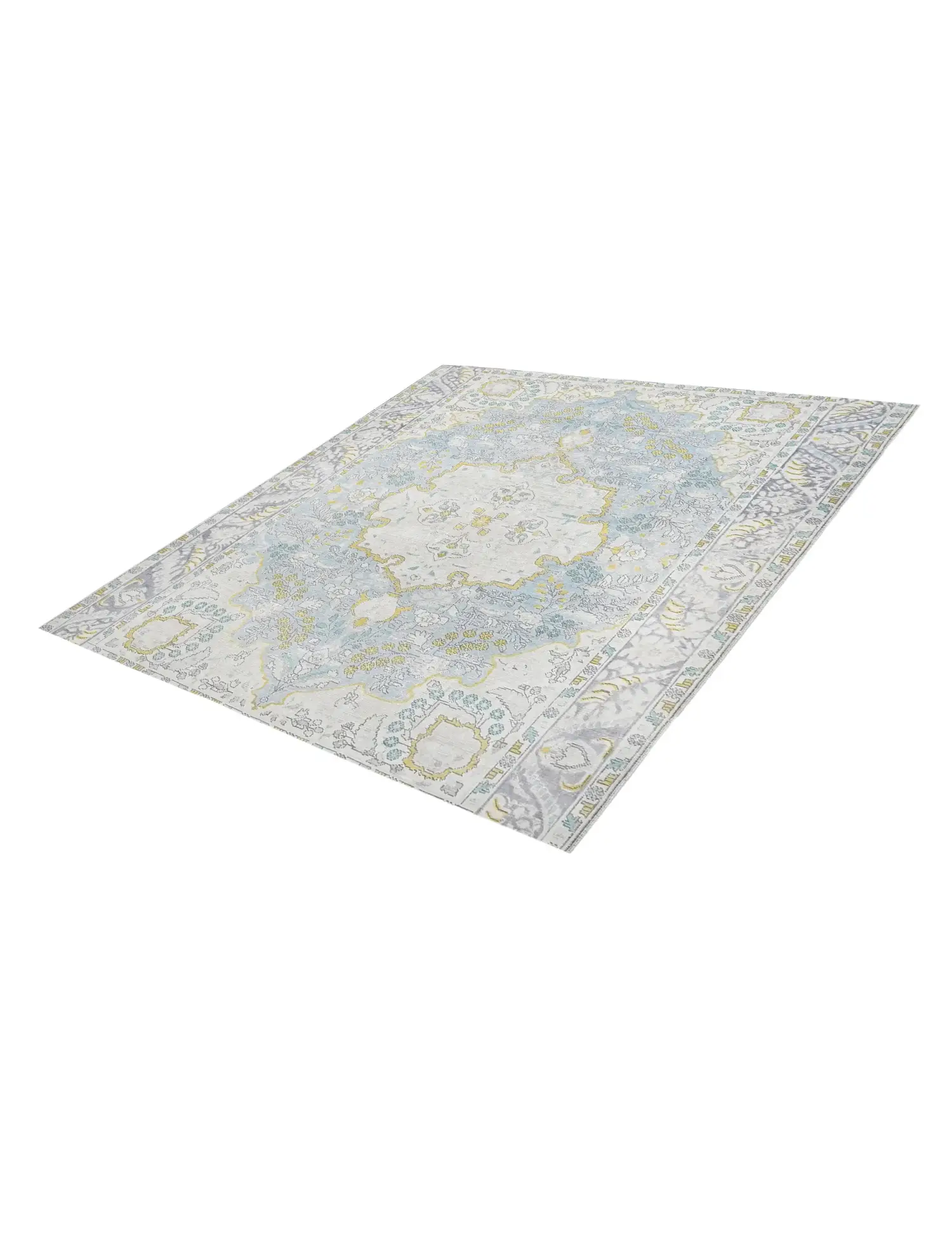 Blau Persien Persischer Vintage Teppich 194 x 194 cm - Einzigartiger handgefertigter Teppich