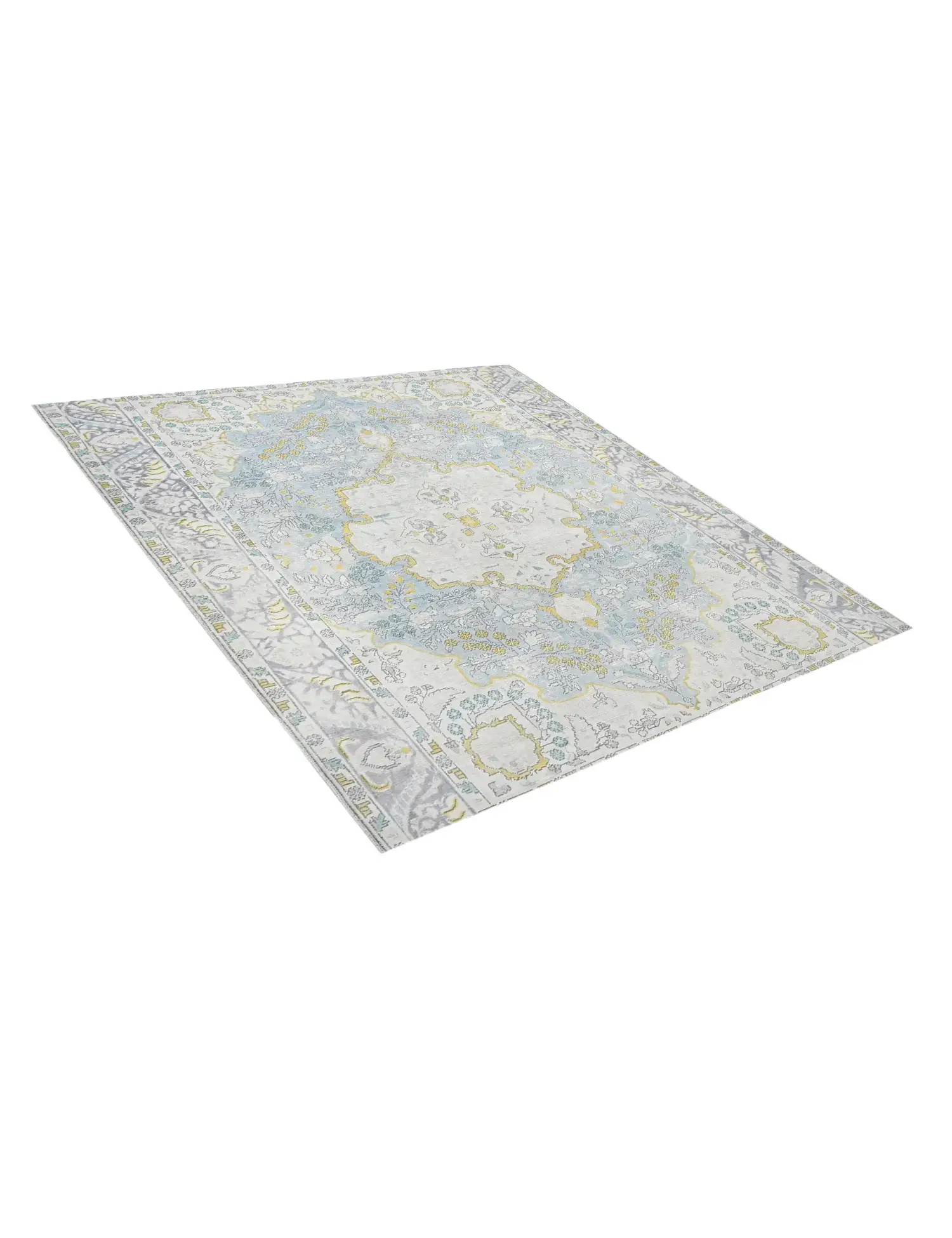 Blau Persien Persischer Vintage Teppich 194 x 194 cm - Einzigartiger handgefertigter Teppich
