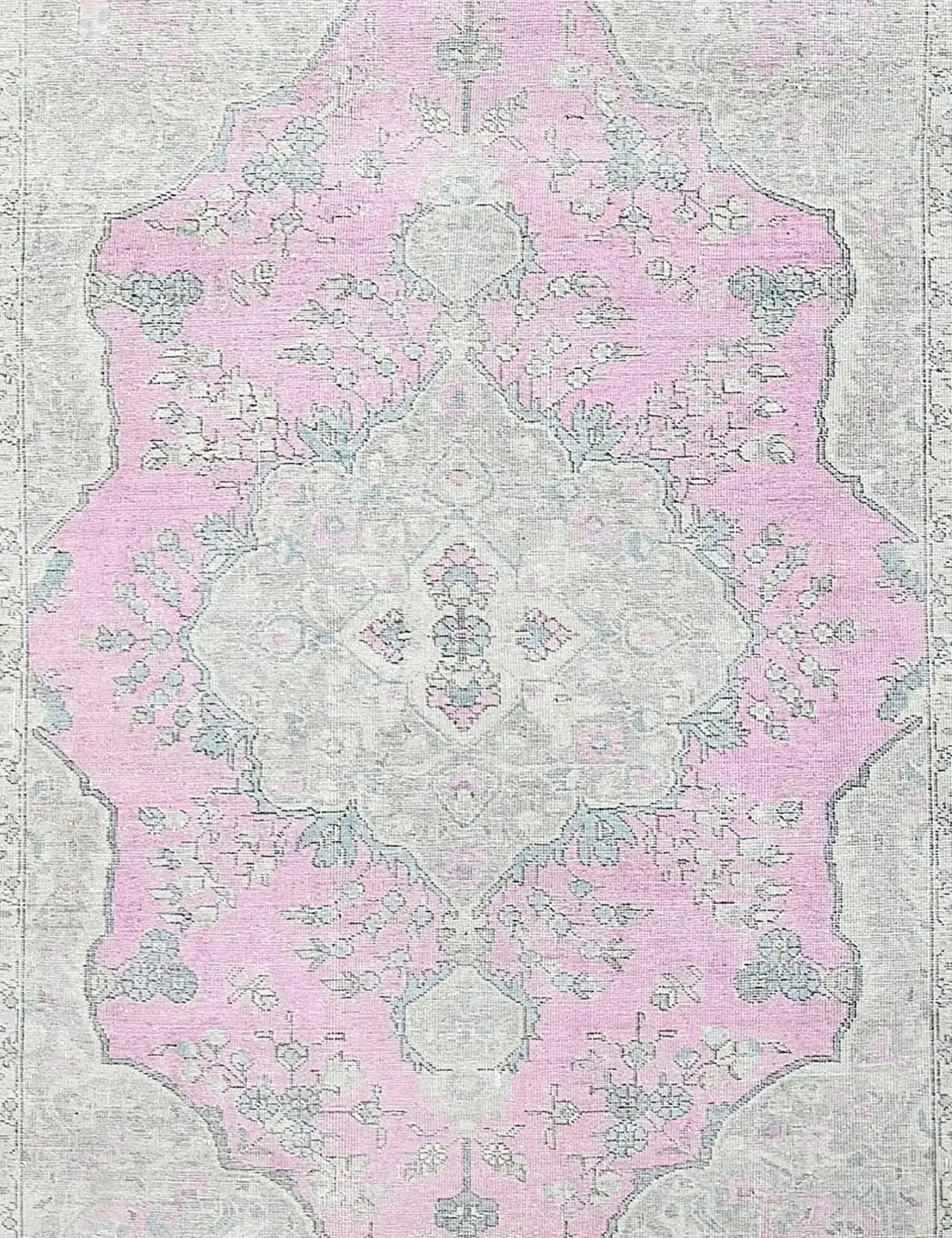 Grau Persien Persischer Vintage Teppich 196 x 196 cm - Einzigartiger handgefertigter Teppich