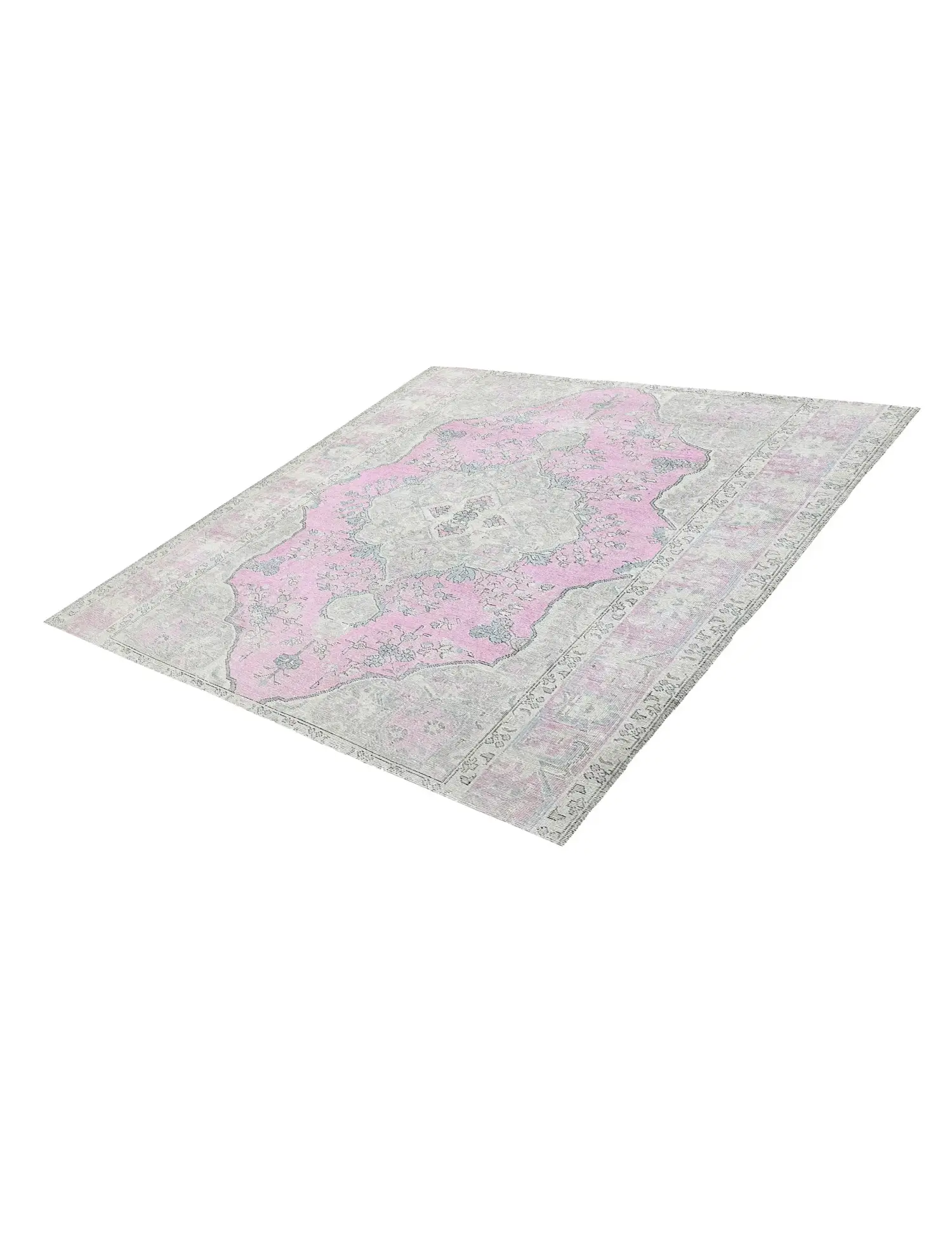 Grau Persien Persischer Vintage Teppich 196 x 196 cm - Einzigartiger handgefertigter Teppich