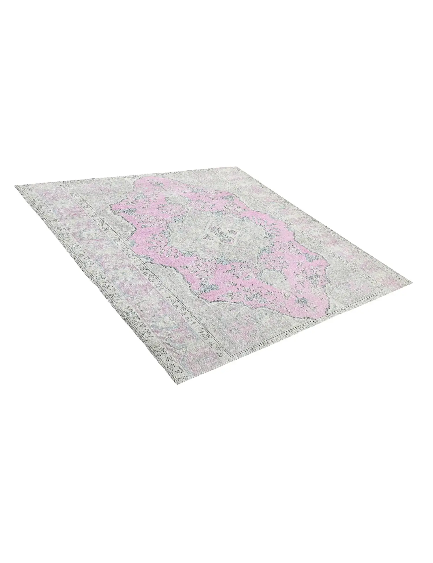 Grau Persien Persischer Vintage Teppich 196 x 196 cm - Einzigartiger handgefertigter Teppich
