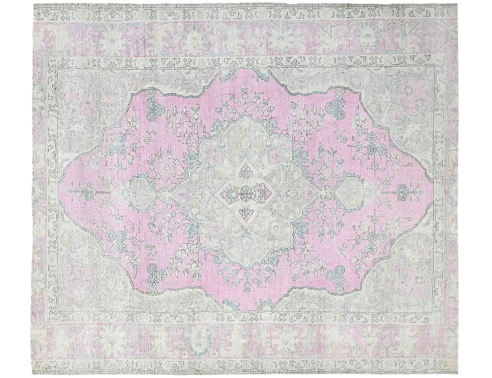Grau Persien Persischer Vintage Teppich 250 x 196 cm - Einzigartiger handgefertigter Teppich