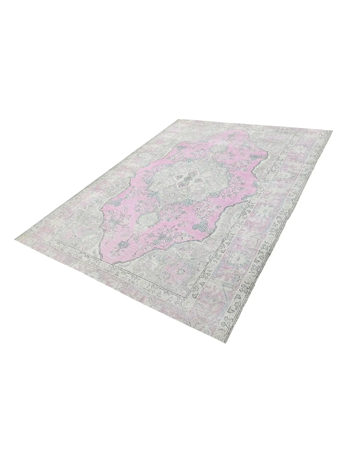 Grau Persien Persischer Vintage Teppich 250 x 196 cm - Einzigartiger handgefertigter Teppich