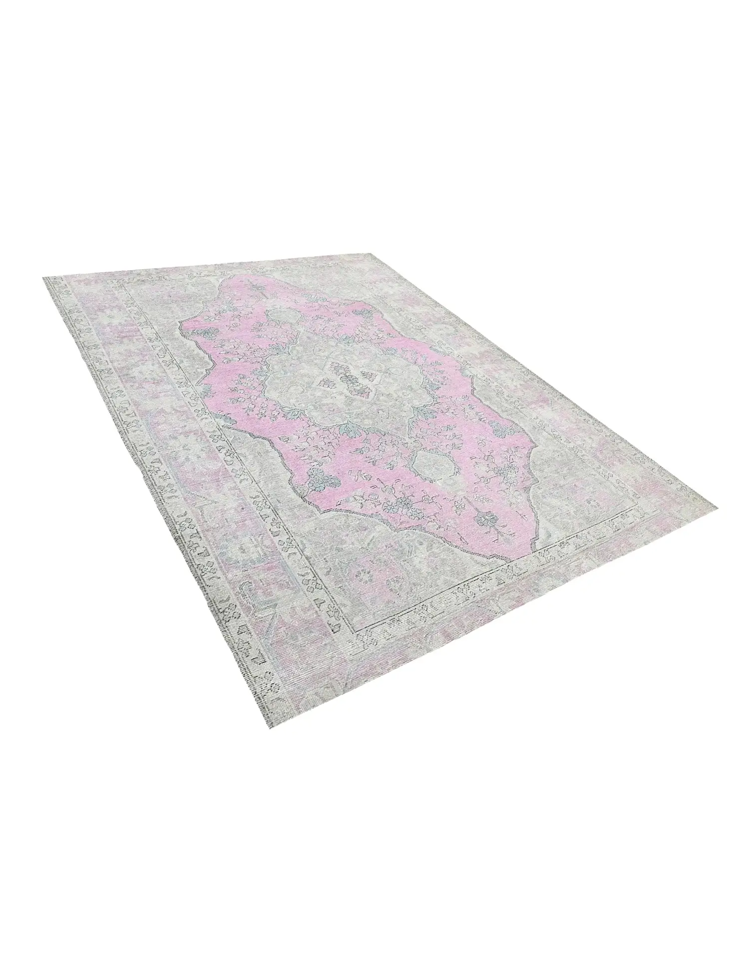 Grau Persien Persischer Vintage Teppich 250 x 196 cm - Einzigartiger handgefertigter Teppich