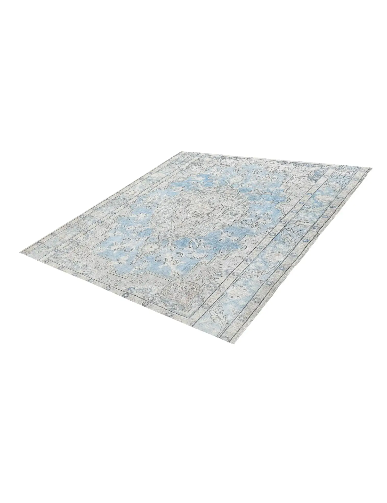 Blau Persien Persischer Vintage Teppich 199 x 199 cm - Einzigartiger handgefertigter Teppich