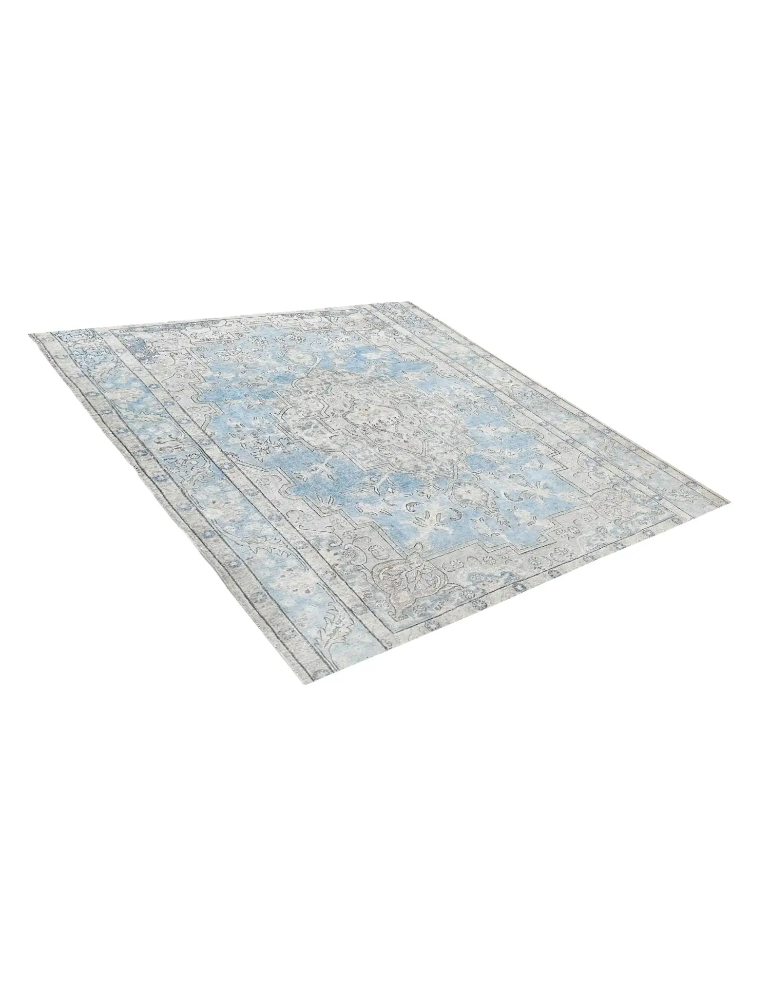 Blau Persien Persischer Vintage Teppich 199 x 199 cm - Einzigartiger handgefertigter Teppich
