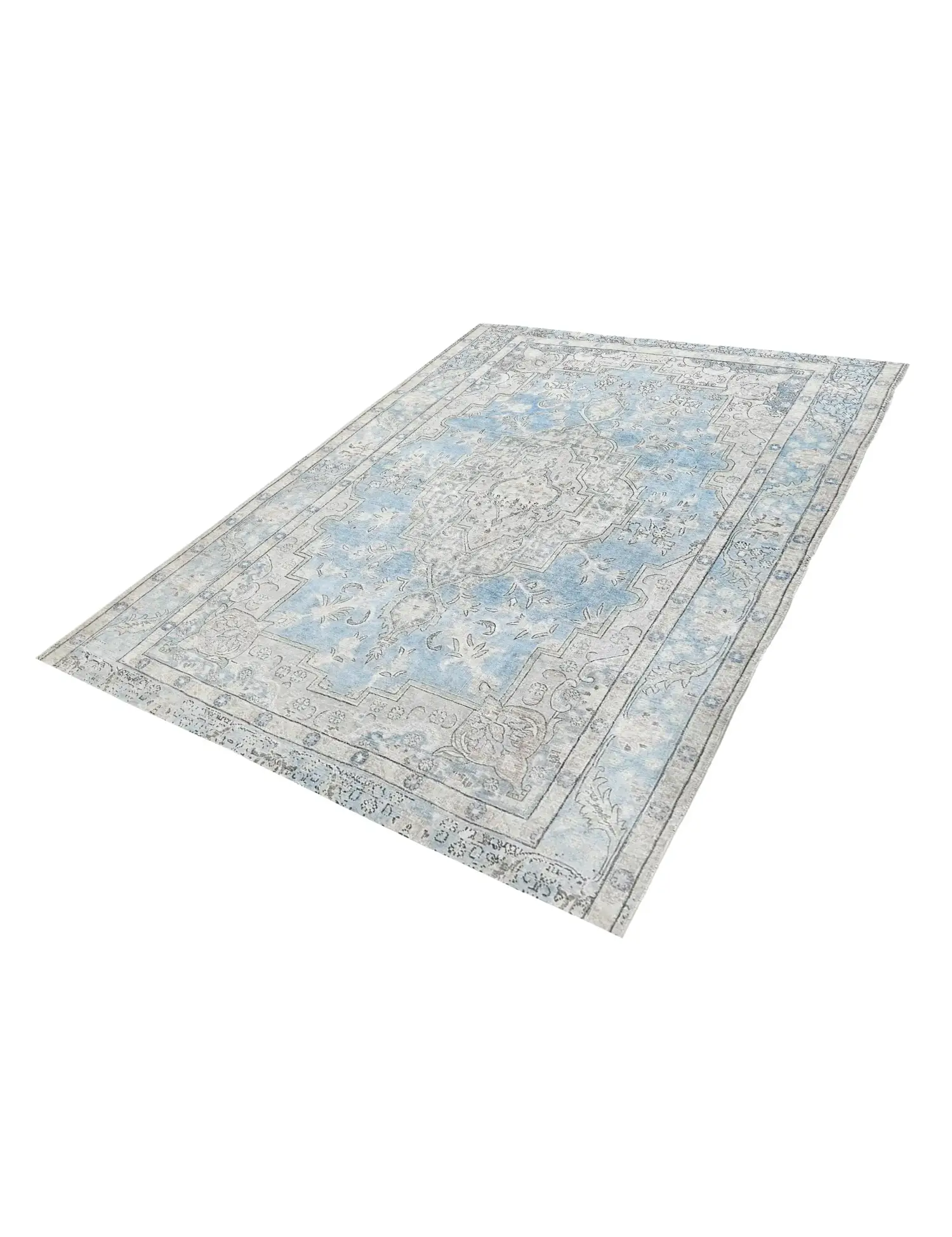 Blau Persien Persischer Vintage Teppich 250 x 199 cm - Einzigartiger handgefertigter Teppich