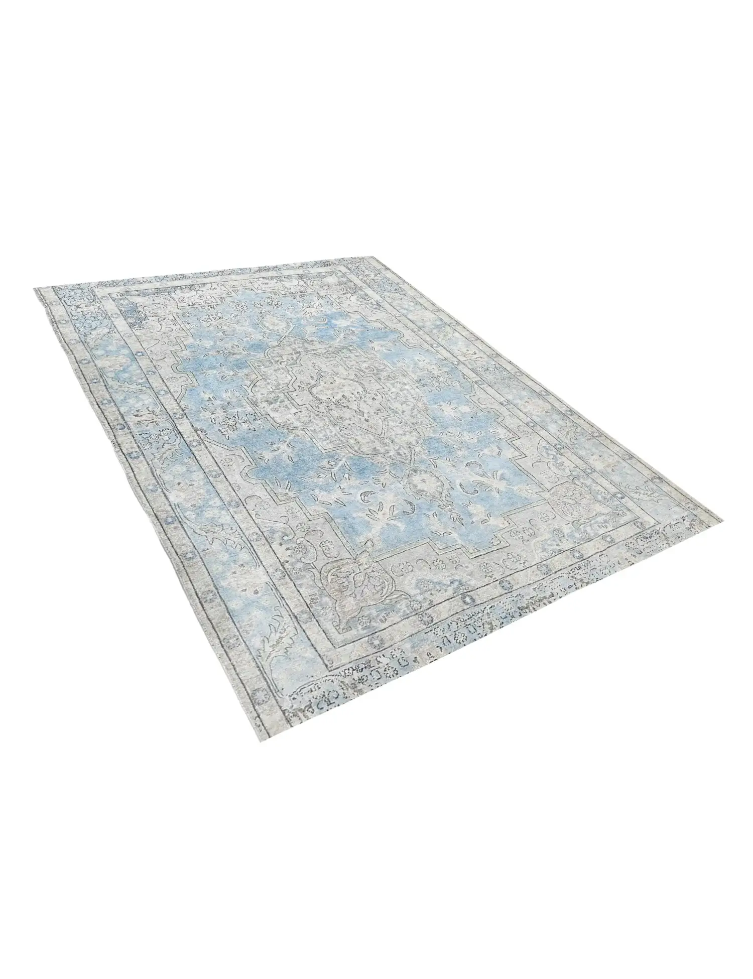Blau Persien Persischer Vintage Teppich 250 x 199 cm - Einzigartiger handgefertigter Teppich