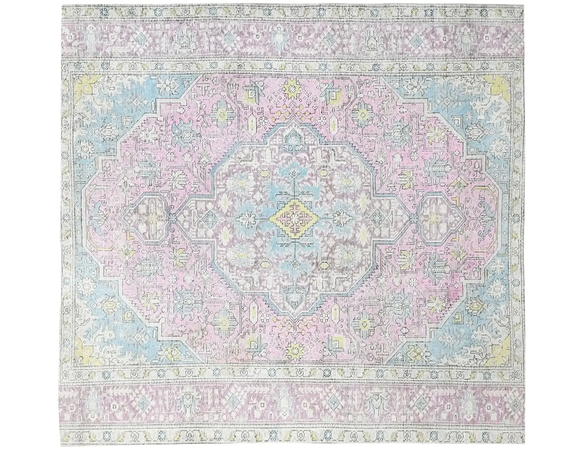 Grau Persien Persischer Vintage Teppich 192 x 192 cm