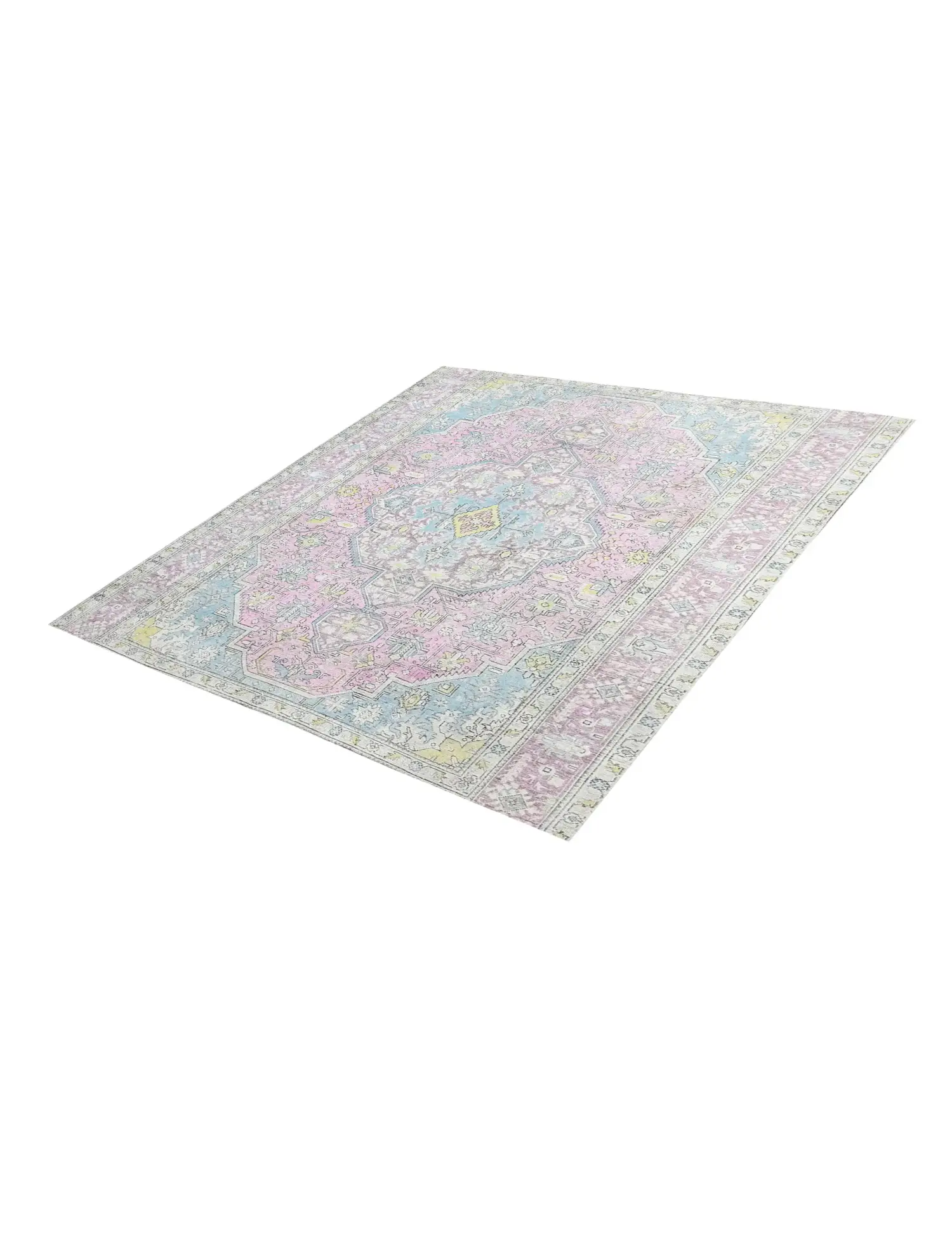 Grau Persien Persischer Vintage Teppich 192 x 192 cm - Einzigartiger handgefertigter Teppich