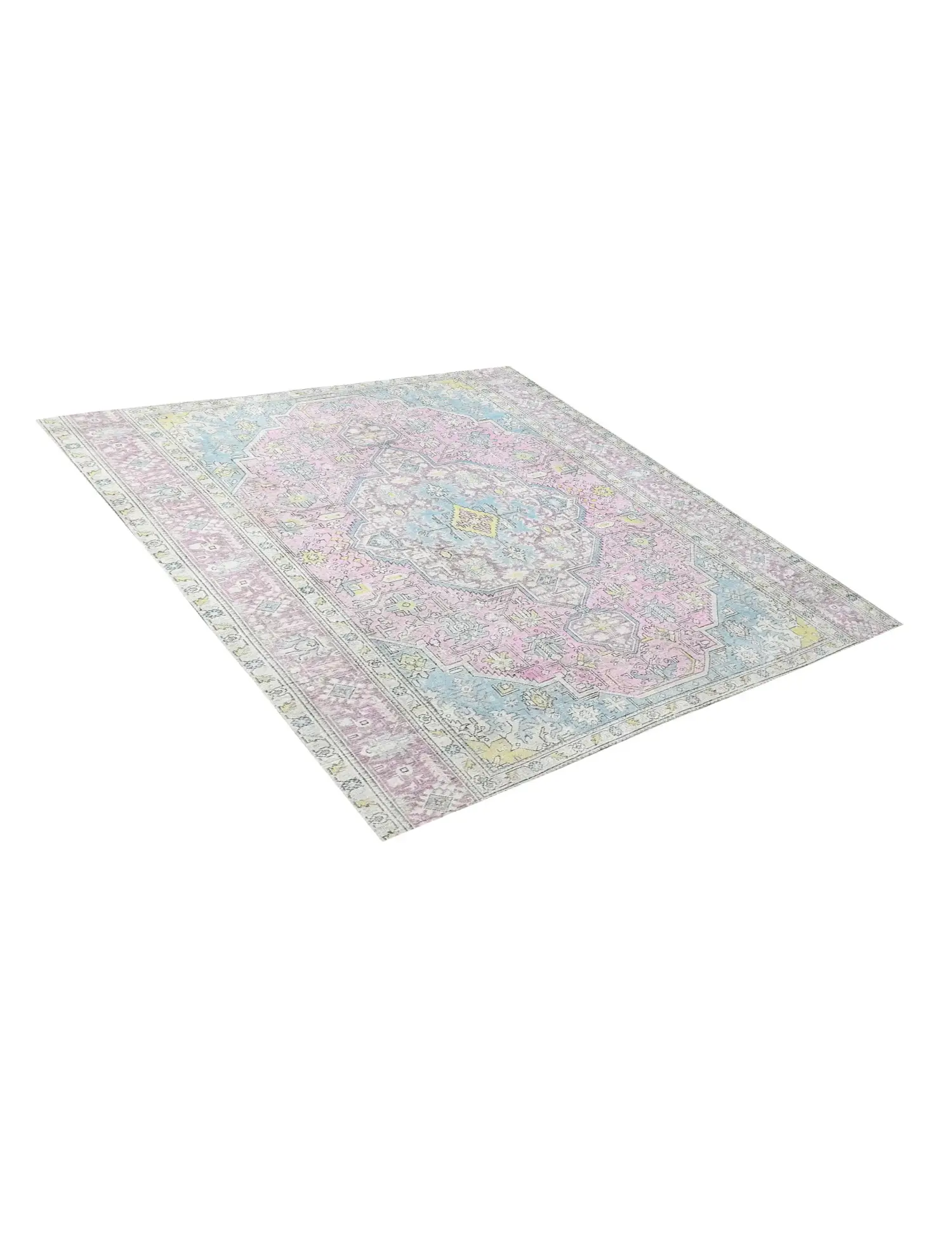 Grau Persien Persischer Vintage Teppich 192 x 192 cm - Einzigartiger handgefertigter Teppich