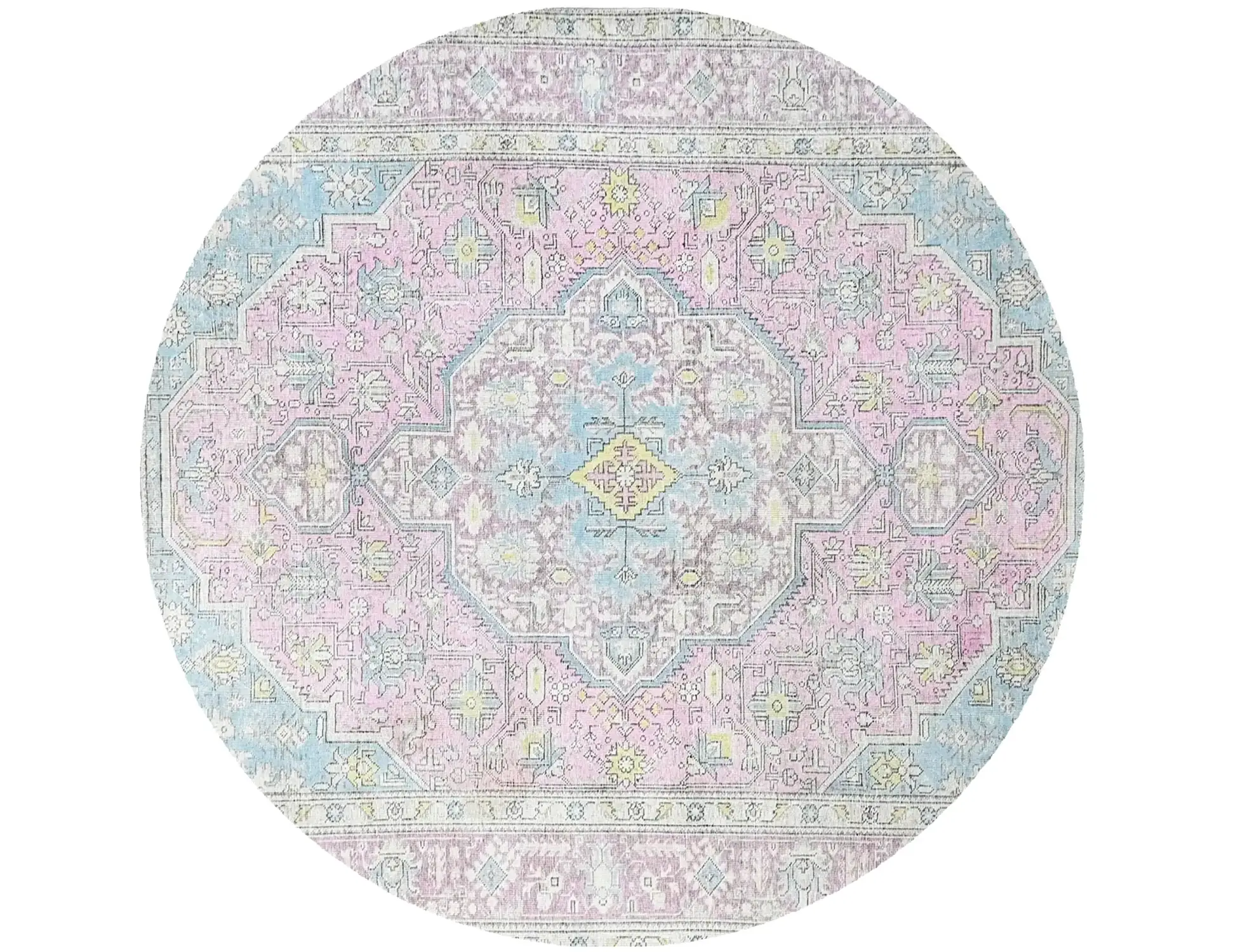Grau Persien Persischer Vintage Teppich 192 x 192 cm - Einzigartiger handgefertigter Teppich