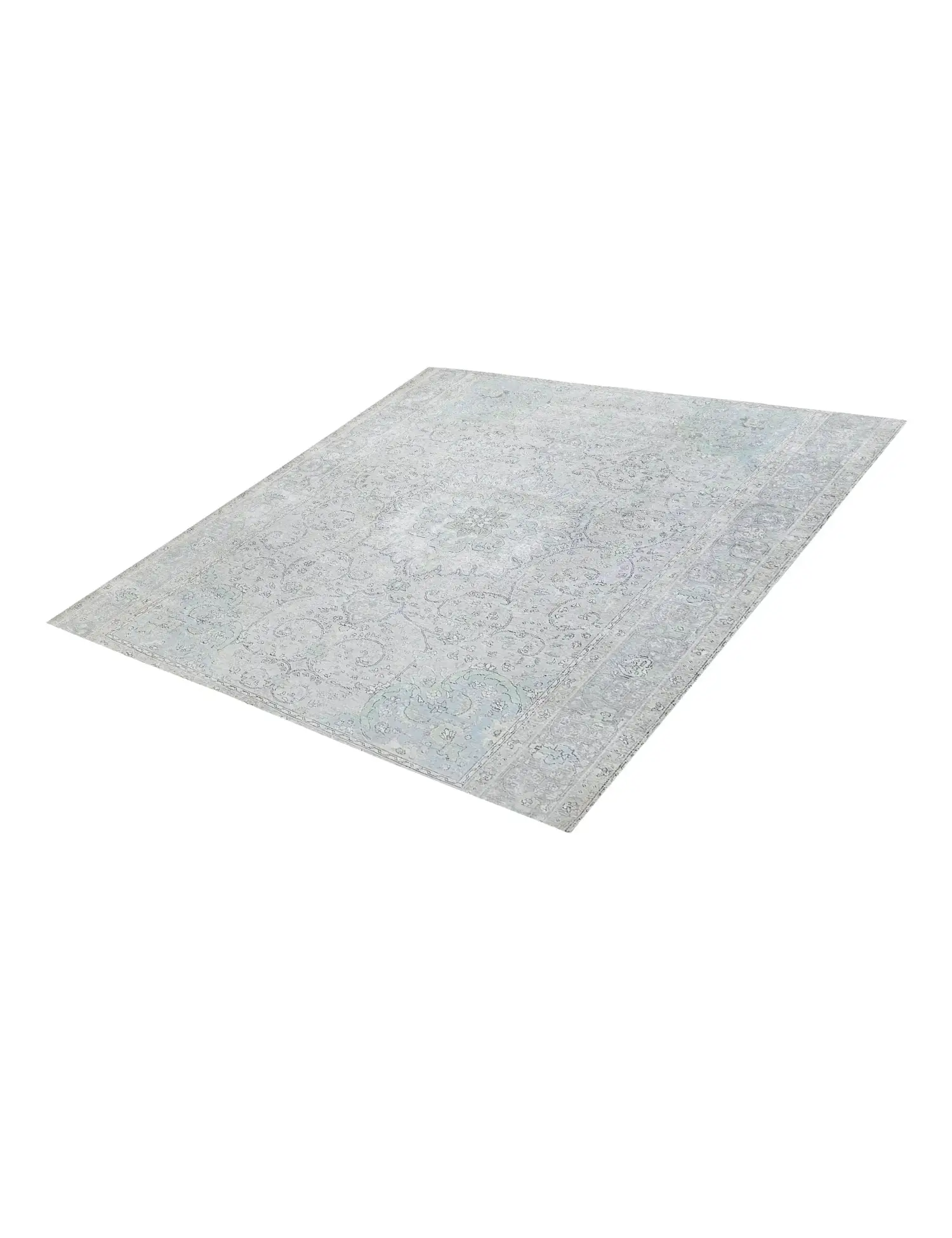 Blau Persien Persischer Vintage Teppich 244 x 244 cm - Einzigartiger handgefertigter Teppich