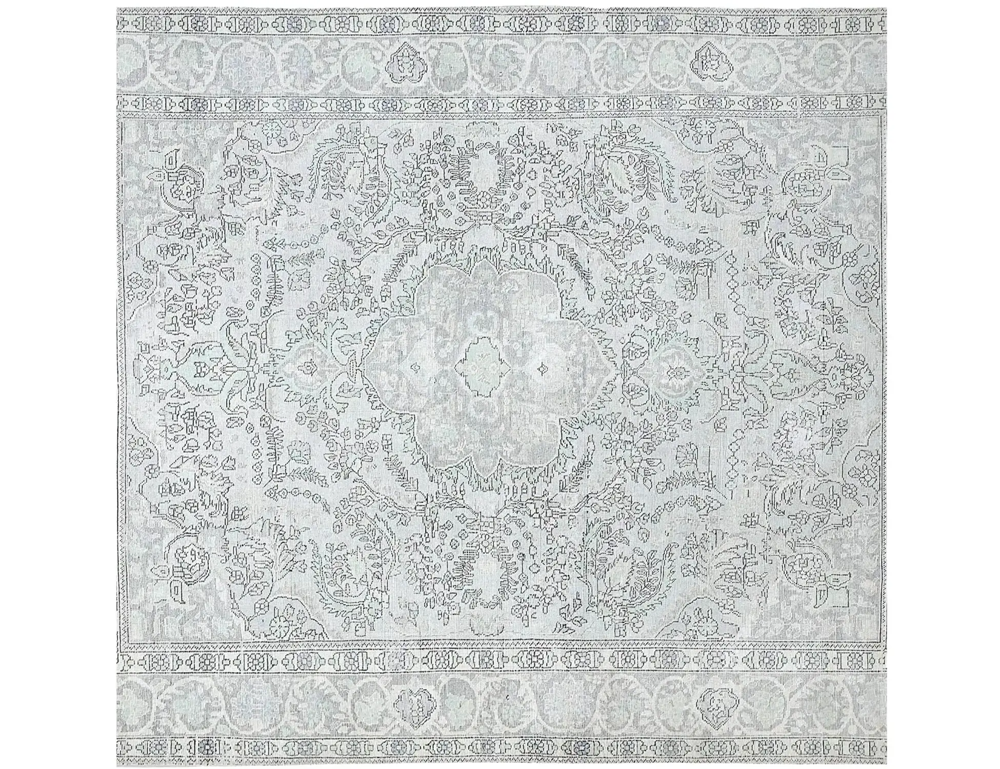 Blau Persien Persischer Vintage Teppich 239 x 239 cm - Einzigartiger handgefertigter Teppich