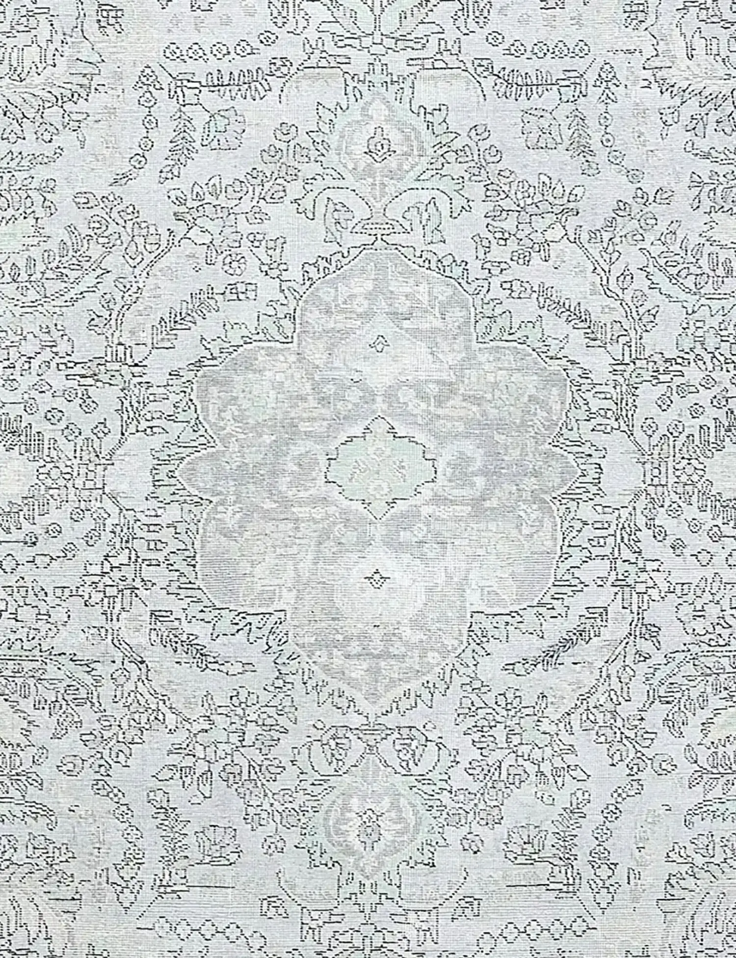 Blau Persien Persischer Vintage Teppich 239 x 239 cm - Einzigartiger handgefertigter Teppich