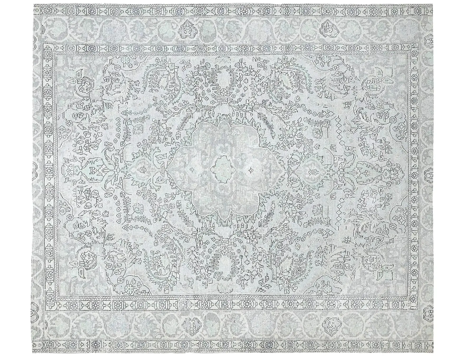 Blau Persien Persischer Vintage Teppich 300 x 239 cm - Einzigartiger handgefertigter Teppich