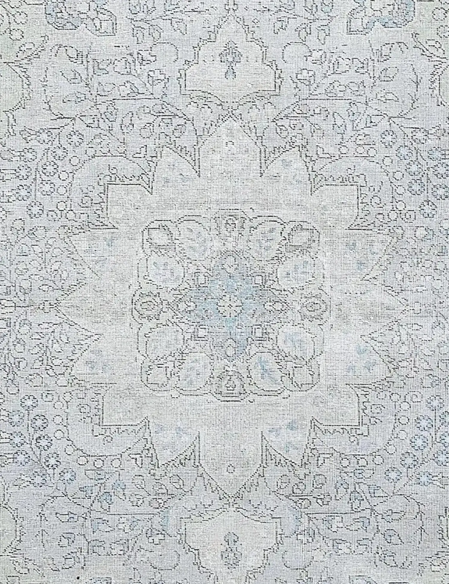 Grau Persien Persischer Vintage Teppich 196 x 196 cm - Einzigartiger handgefertigter Teppich
