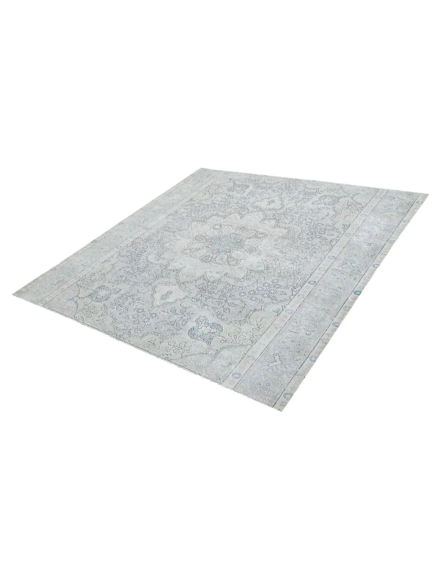 Grau Persien Persischer Vintage Teppich 196 x 196 cm - Einzigartiger handgefertigter Teppich