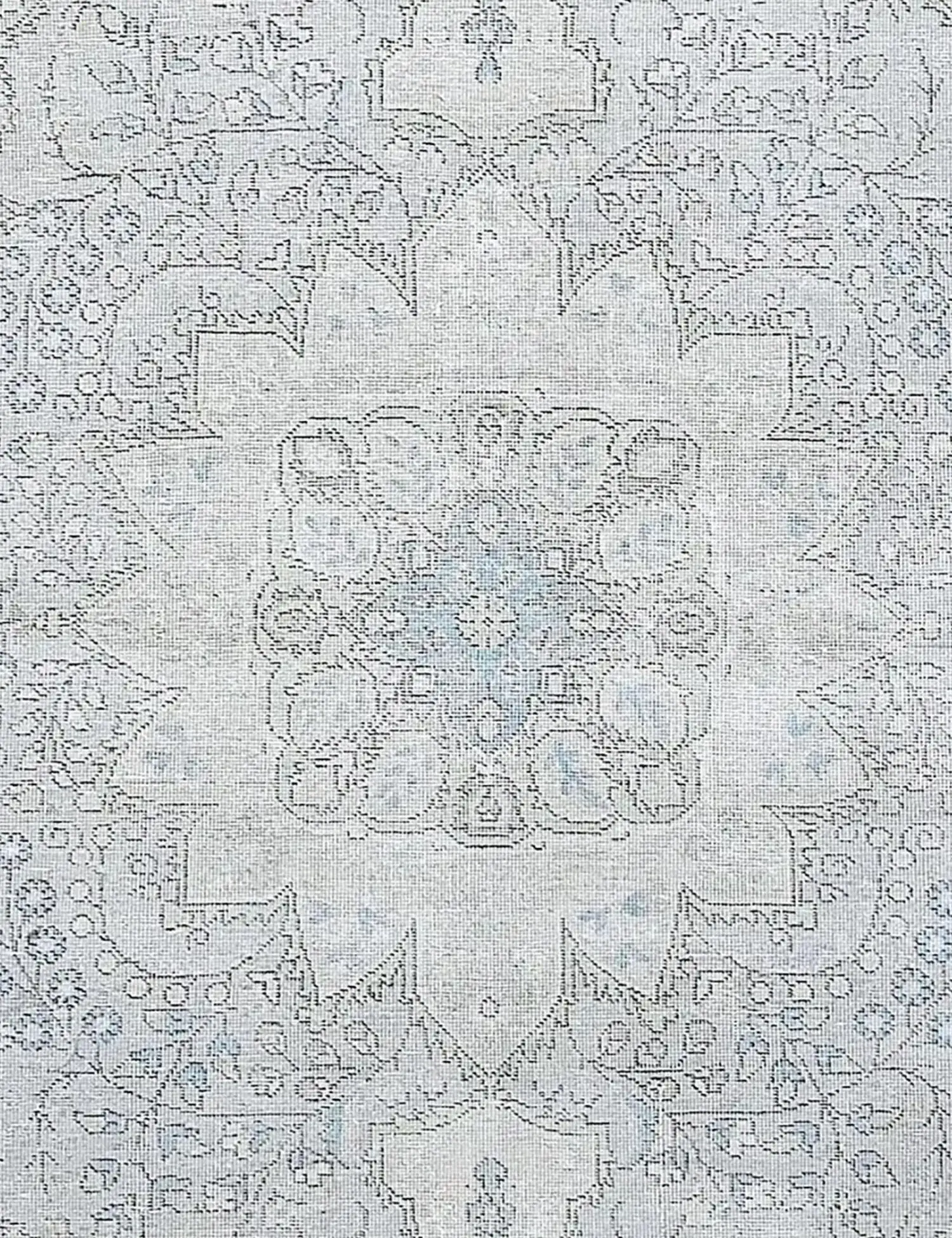 Grau Persien Persischer Vintage Teppich 196 x 196 cm - Einzigartiger handgefertigter Teppich