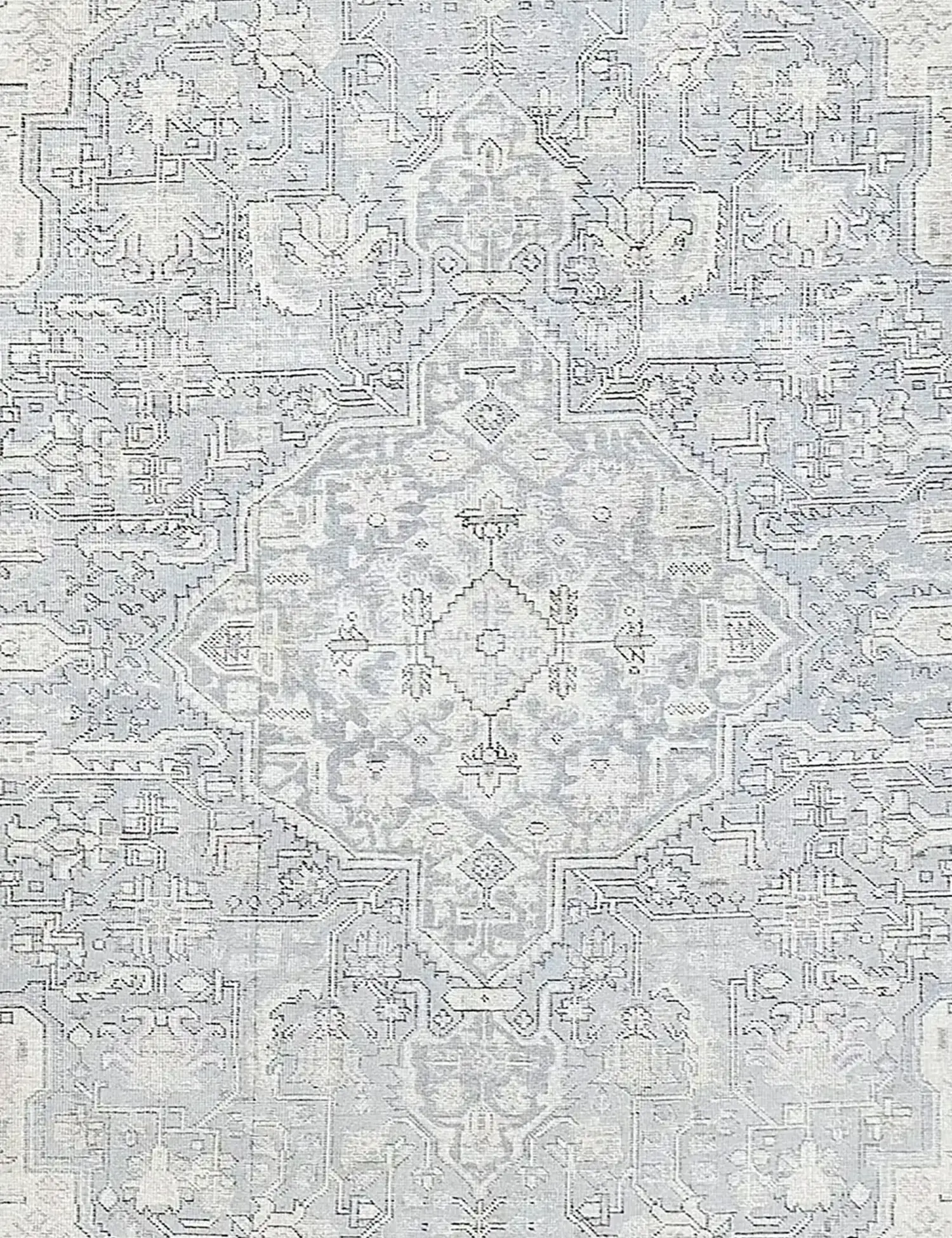 Grau Persien Persischer Vintage Teppich 192 x 192 cm - Einzigartiger handgefertigter Teppich