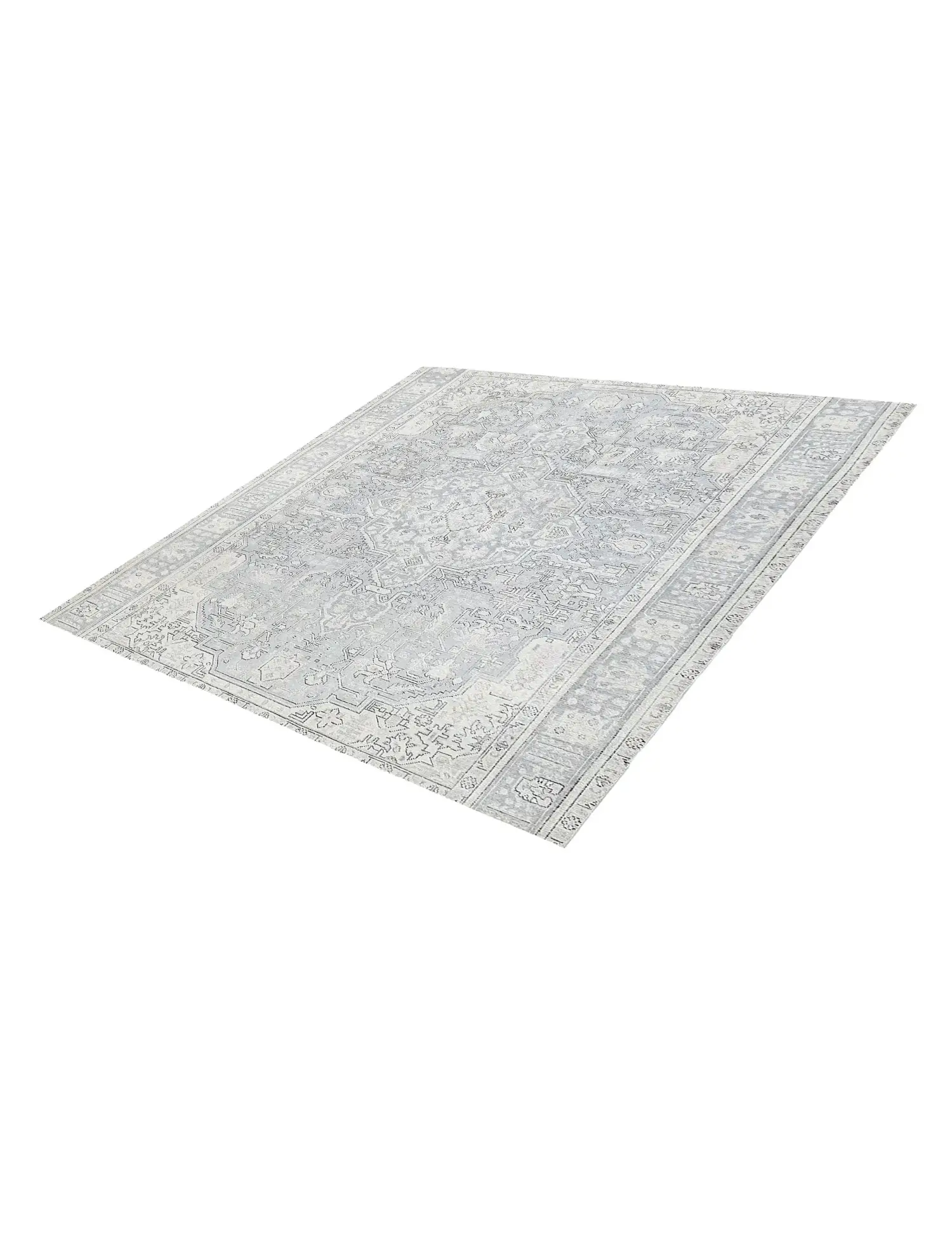 Grau Persien Persischer Vintage Teppich 192 x 192 cm - Einzigartiger handgefertigter Teppich
