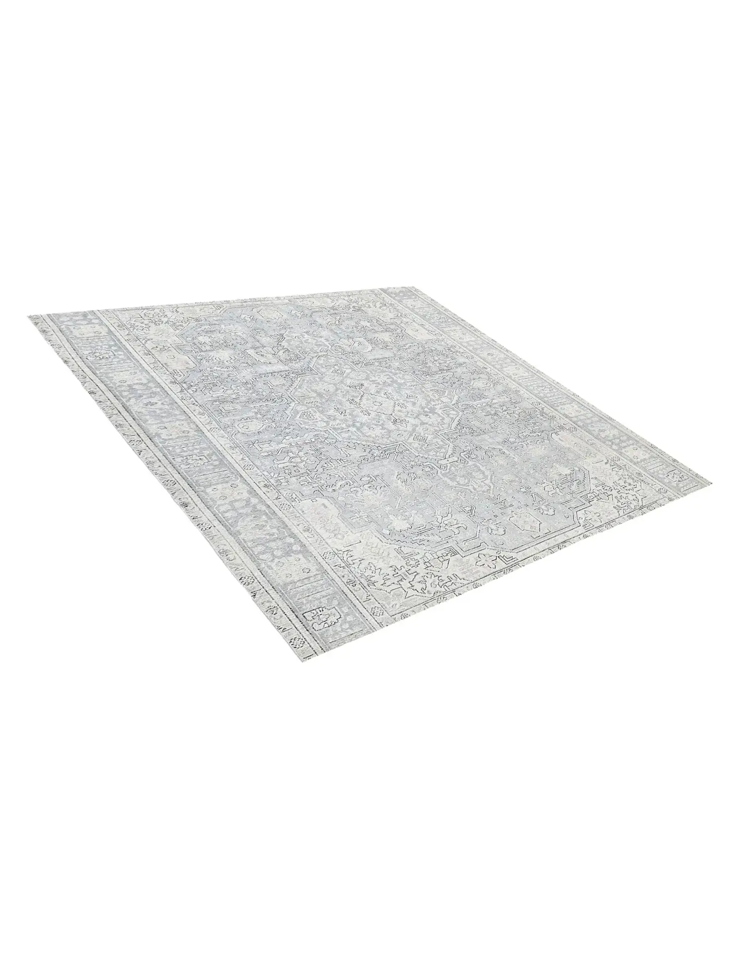 Grau Persien Persischer Vintage Teppich 192 x 192 cm - Einzigartiger handgefertigter Teppich