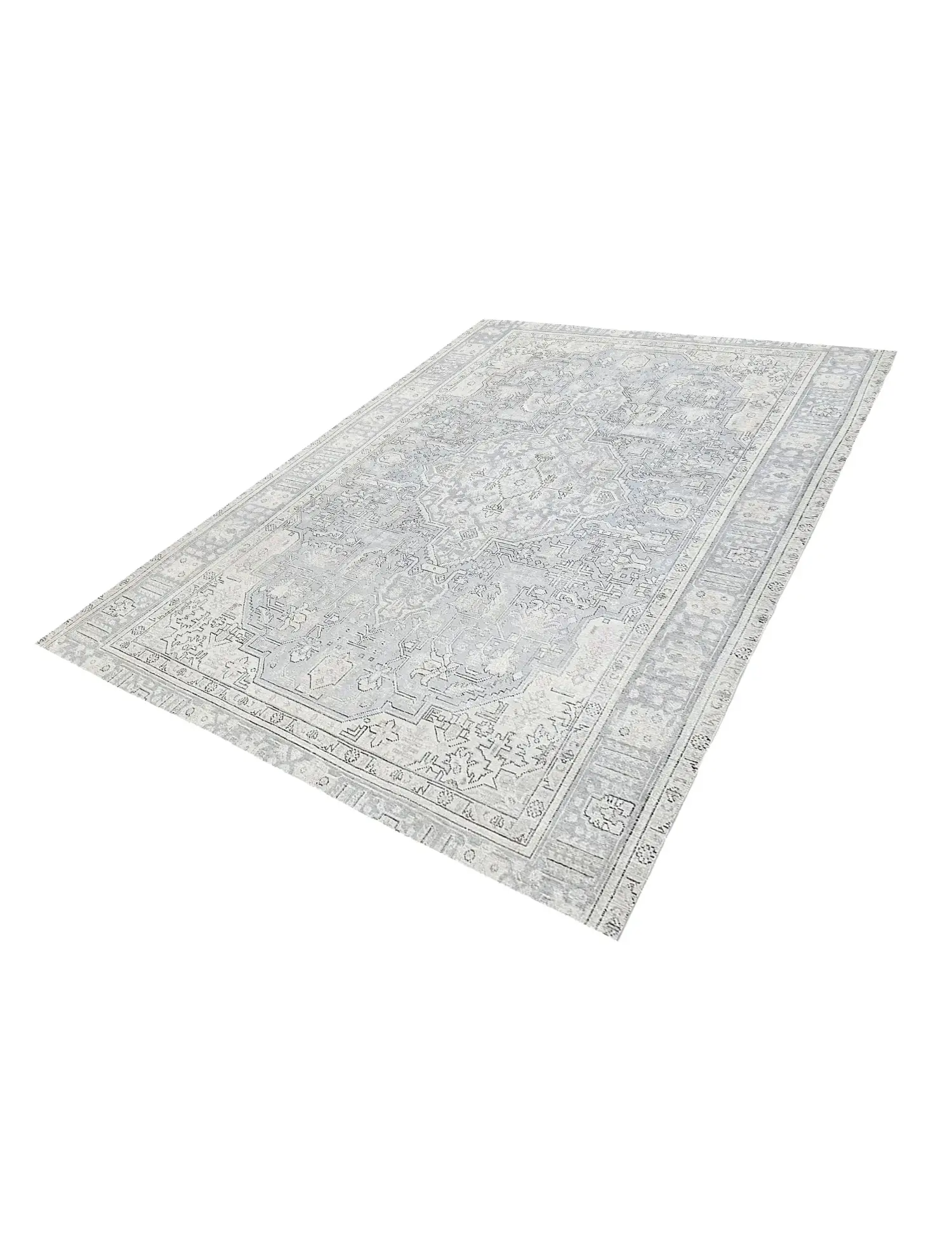 Grau Persien Persischer Vintage Teppich 250 x 192 cm - Einzigartiger handgefertigter Teppich