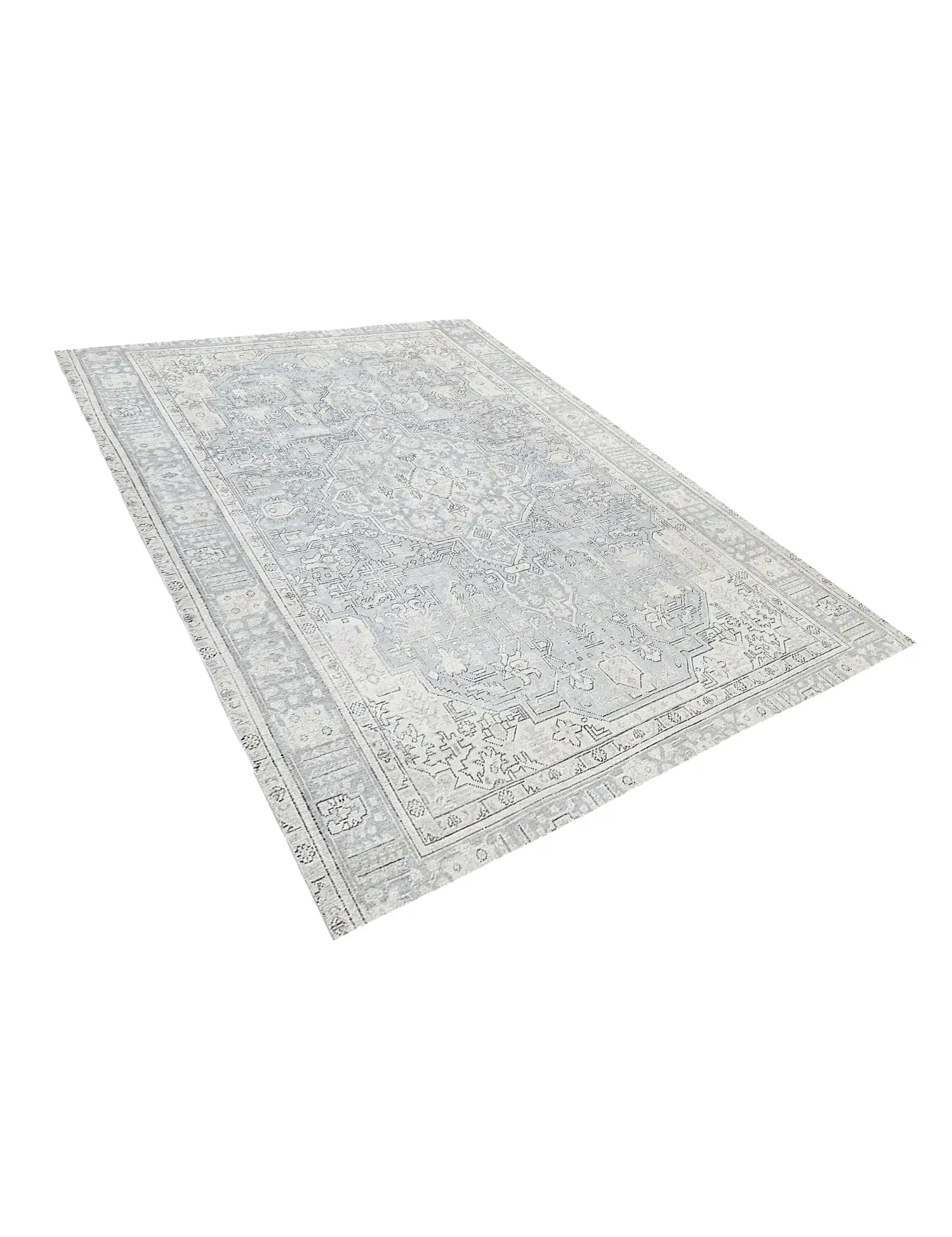 Grau Persien Persischer Vintage Teppich 250 x 192 cm - Einzigartiger handgefertigter Teppich