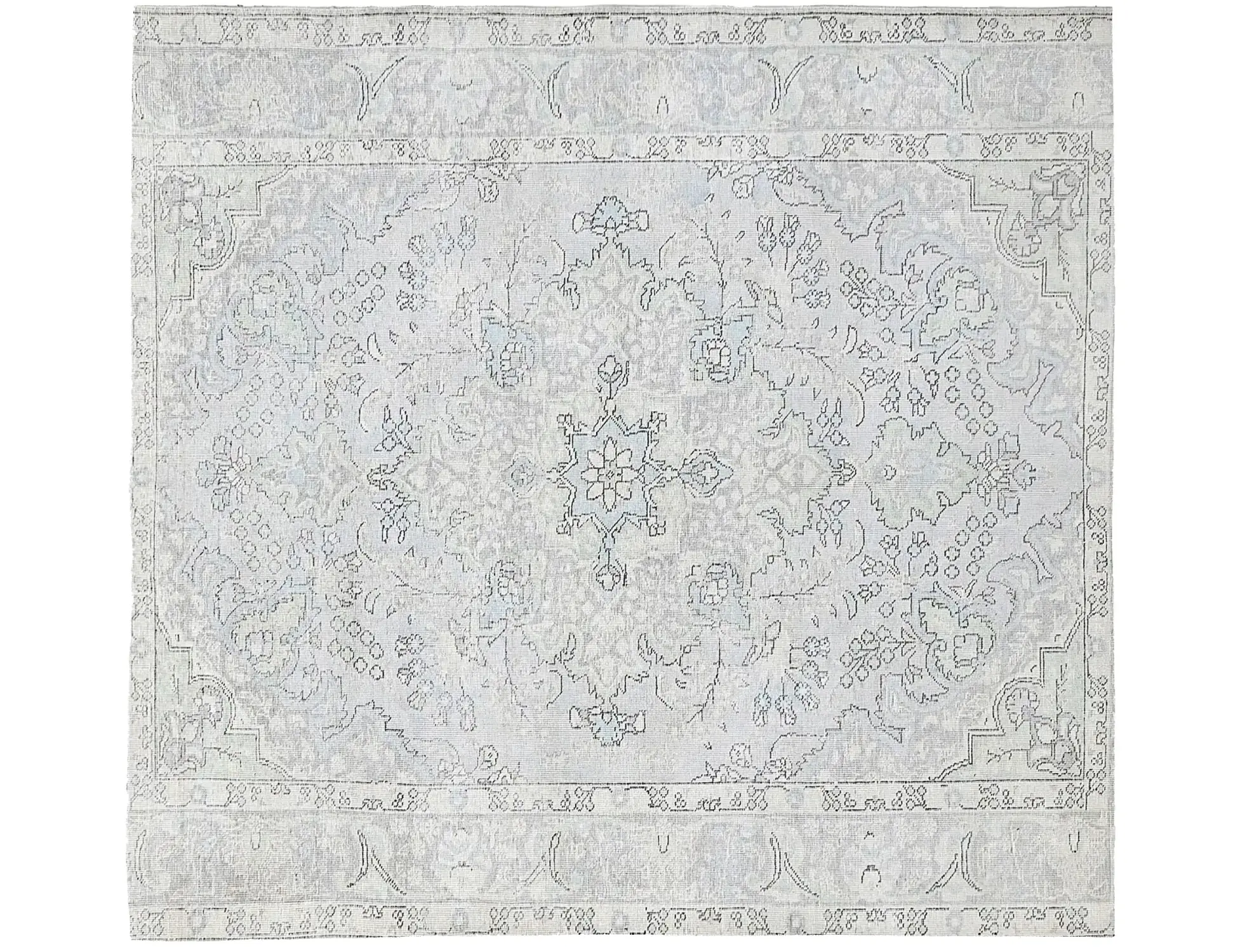 Blau Persien Persischer Vintage Teppich 190 x 190 cm - Einzigartiger handgefertigter Teppich