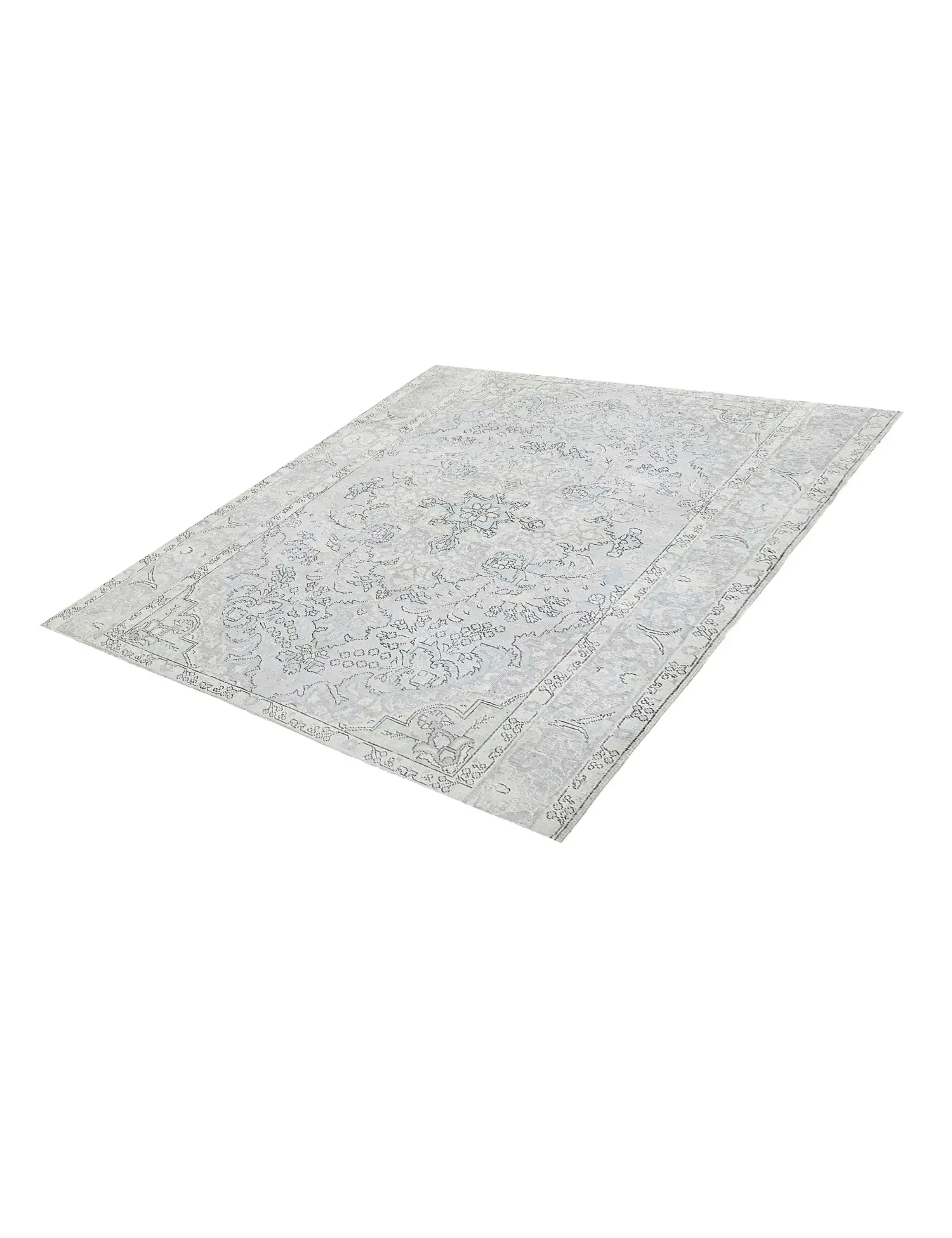 Blau Persien Persischer Vintage Teppich 190 x 190 cm - Einzigartiger handgefertigter Teppich