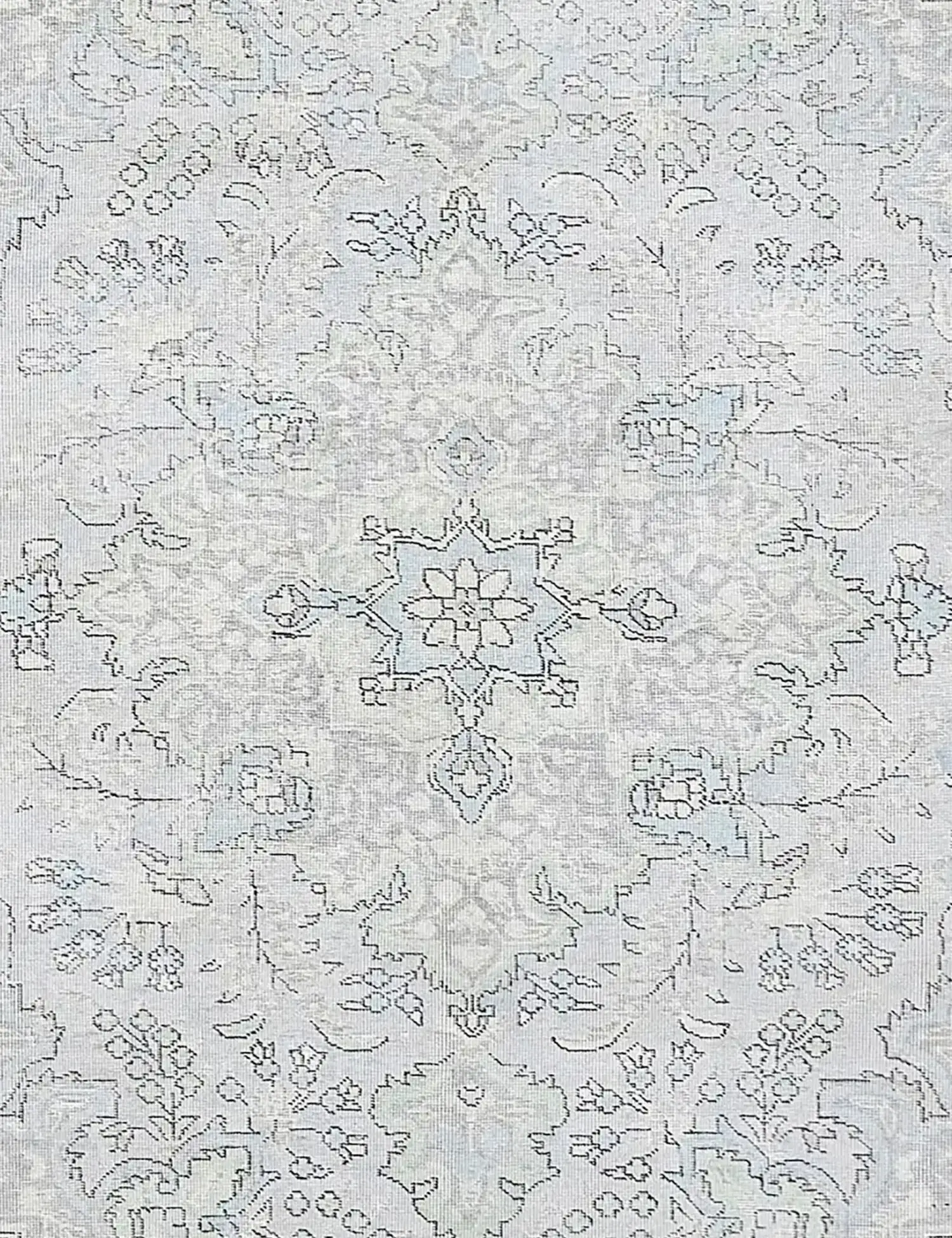 Blau Persien Persischer Vintage Teppich 190 x 190 cm - Einzigartiger handgefertigter Teppich