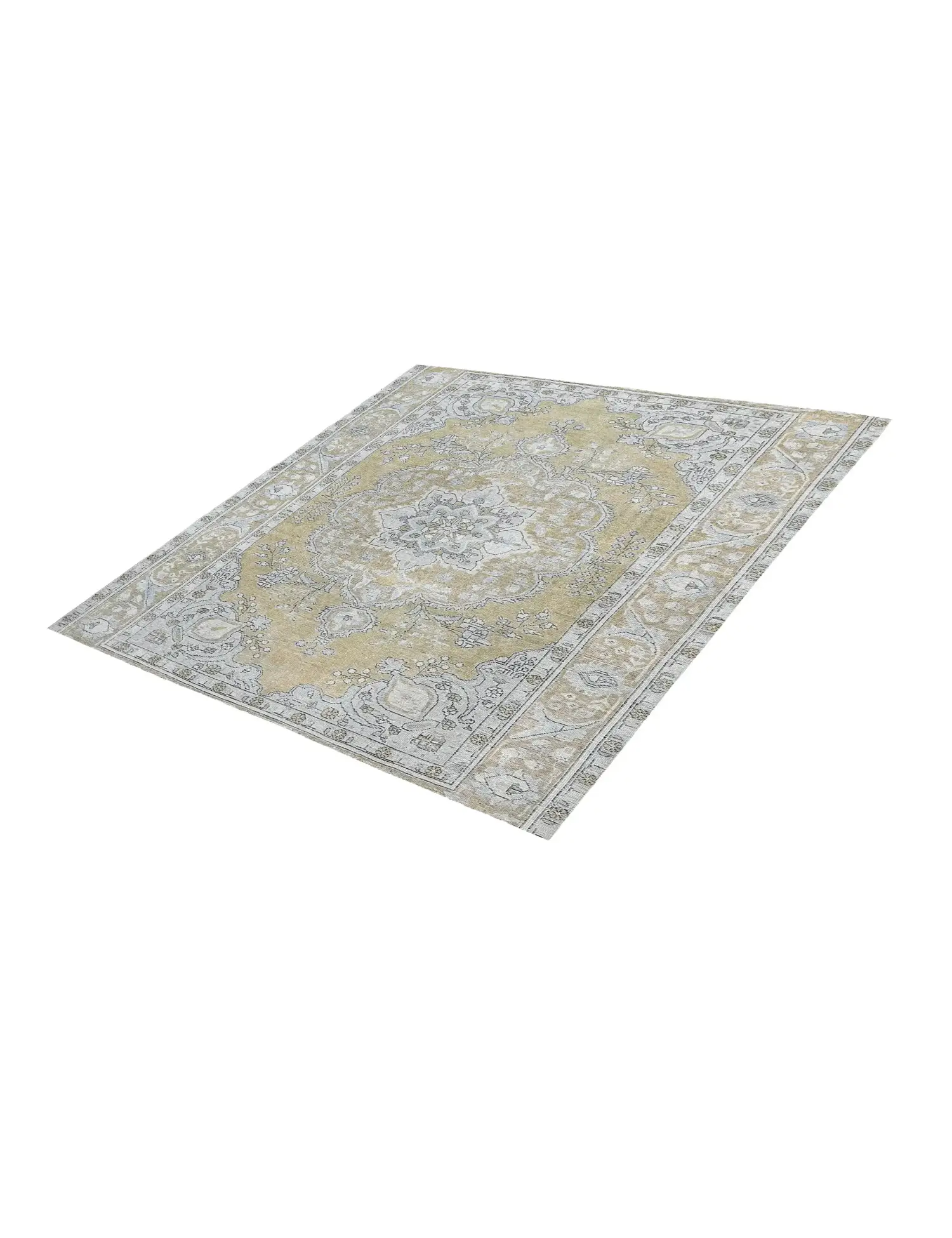 Beige Persien Persischer Vintage Teppich 192 x 192 cm - Einzigartiger handgefertigter Teppich