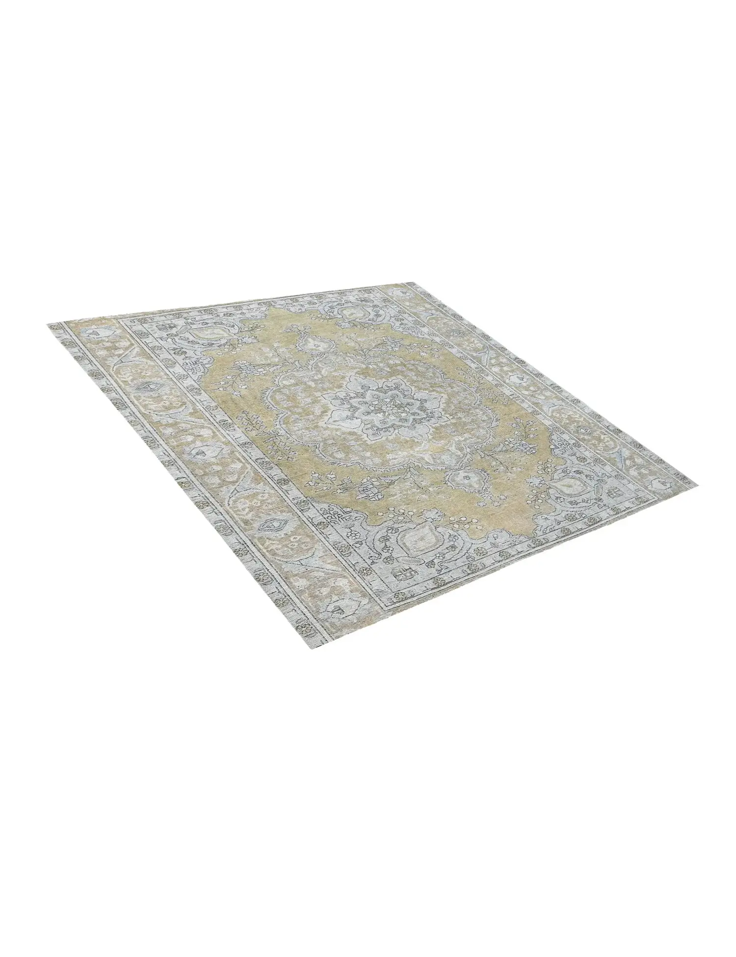 Beige Persien Persischer Vintage Teppich 192 x 192 cm - Einzigartiger handgefertigter Teppich