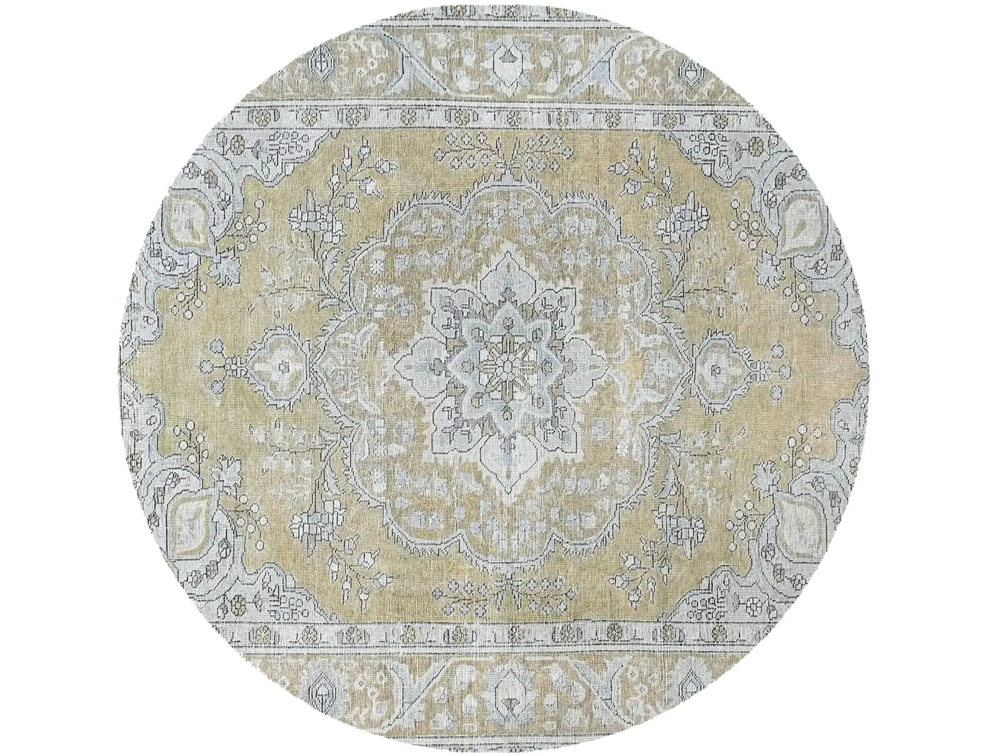 Beige Persien Persischer Vintage Teppich 192 x 192 cm - Einzigartiger handgefertigter Teppich