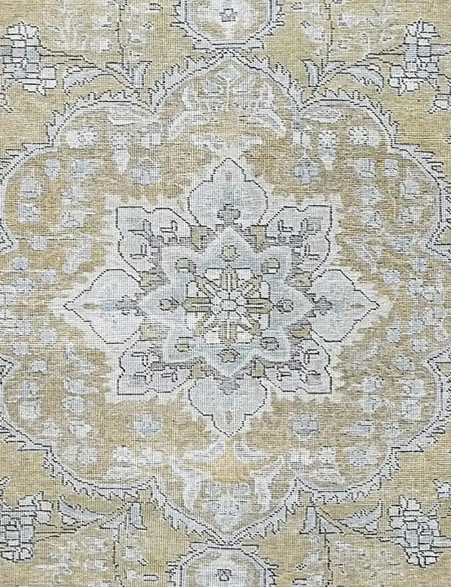 Beige Persien Persischer Vintage Teppich 192 x 192 cm - Einzigartiger handgefertigter Teppich