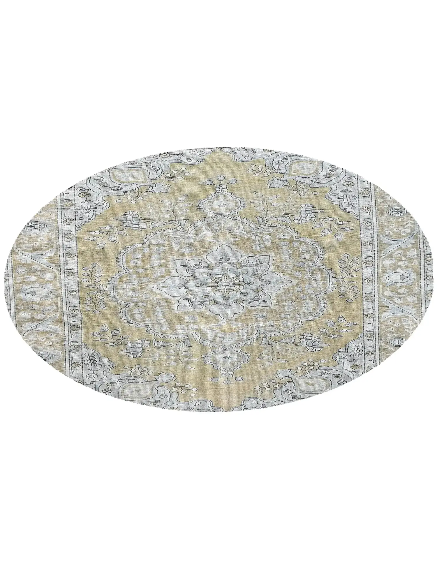 Beige Persien Persischer Vintage Teppich 192 x 192 cm - Einzigartiger handgefertigter Teppich
