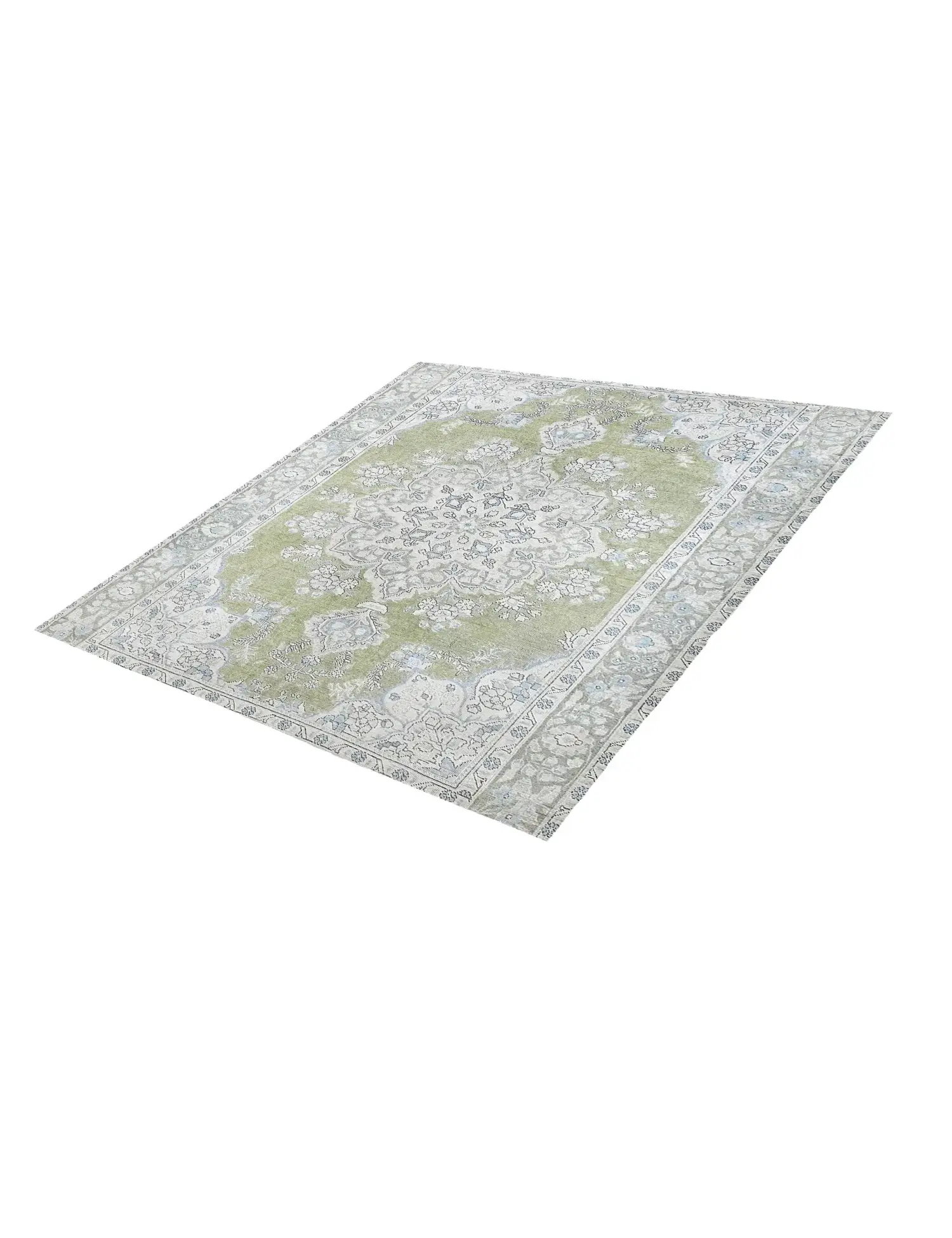 Grün Persien Persischer Vintage Teppich 199 x 199 cm - Einzigartiger handgefertigter Teppich